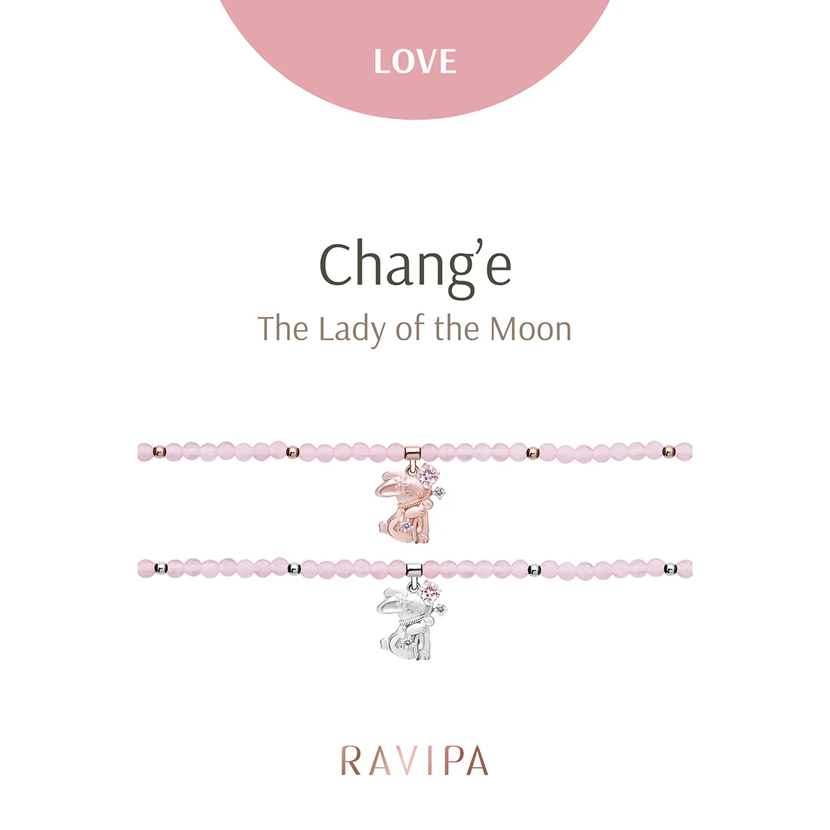 Chang’e - Eternal Rabbit Rose Quartz Bracelet - Image 2