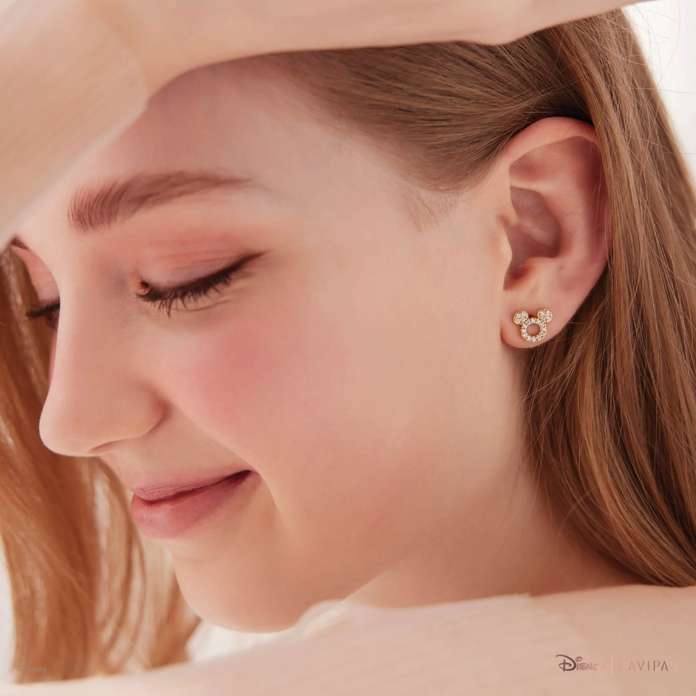 Mickey Mouse Gold Diamond Studs - Image 4