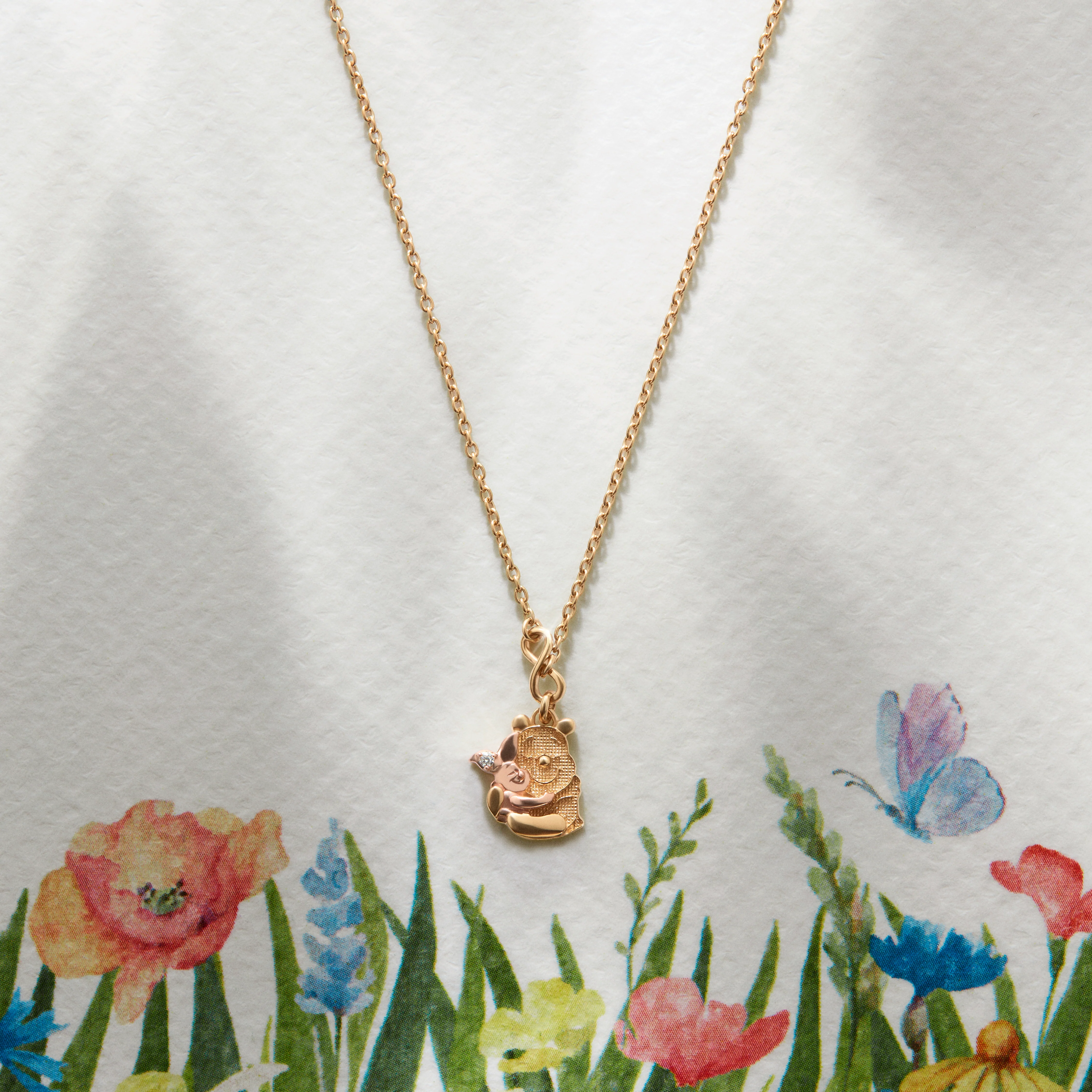 Winnie The Pooh and Piglet Gold Necklace - Image 4
