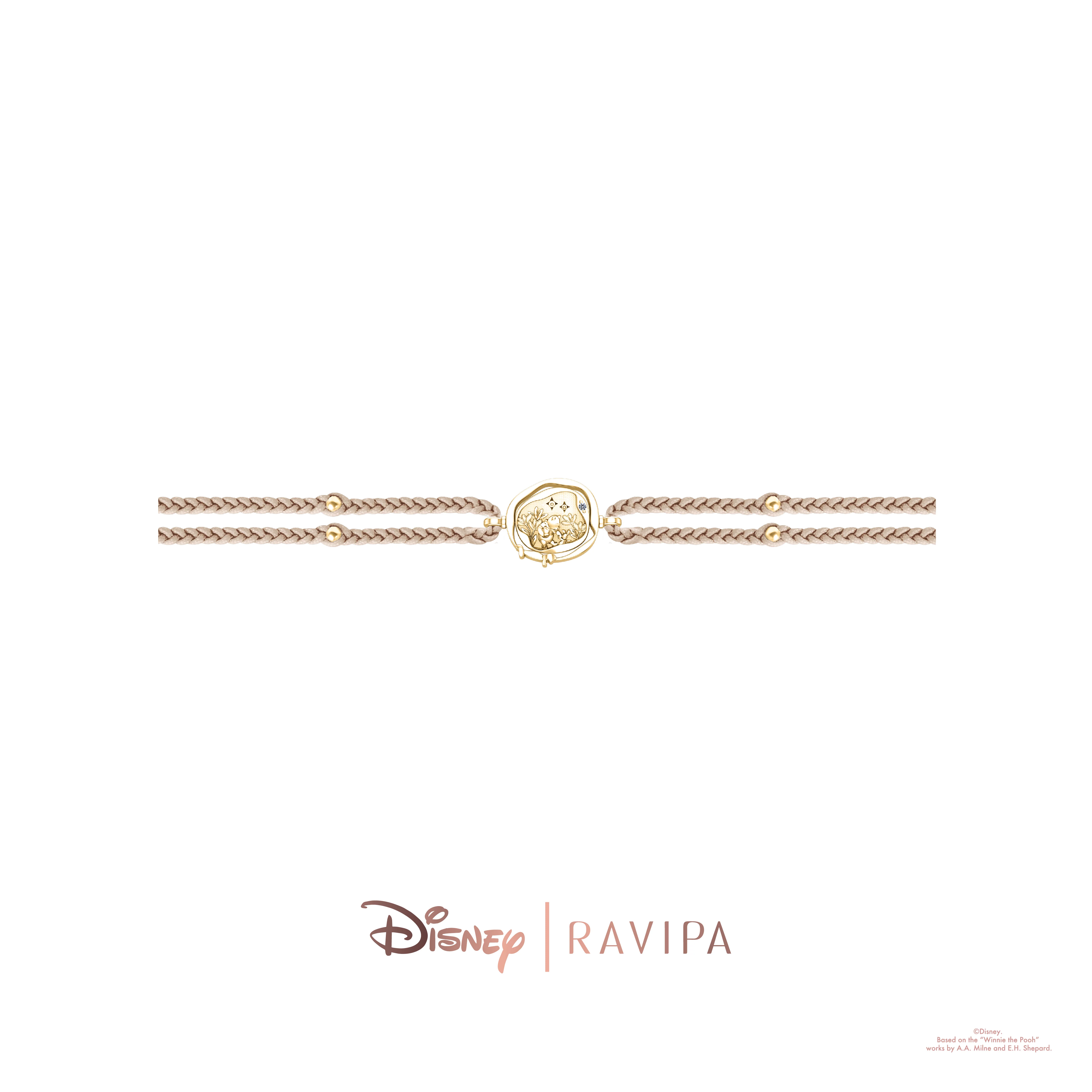 Winnie The Pooh and Piglet Spining Coin Gold Bracelet - Image 2