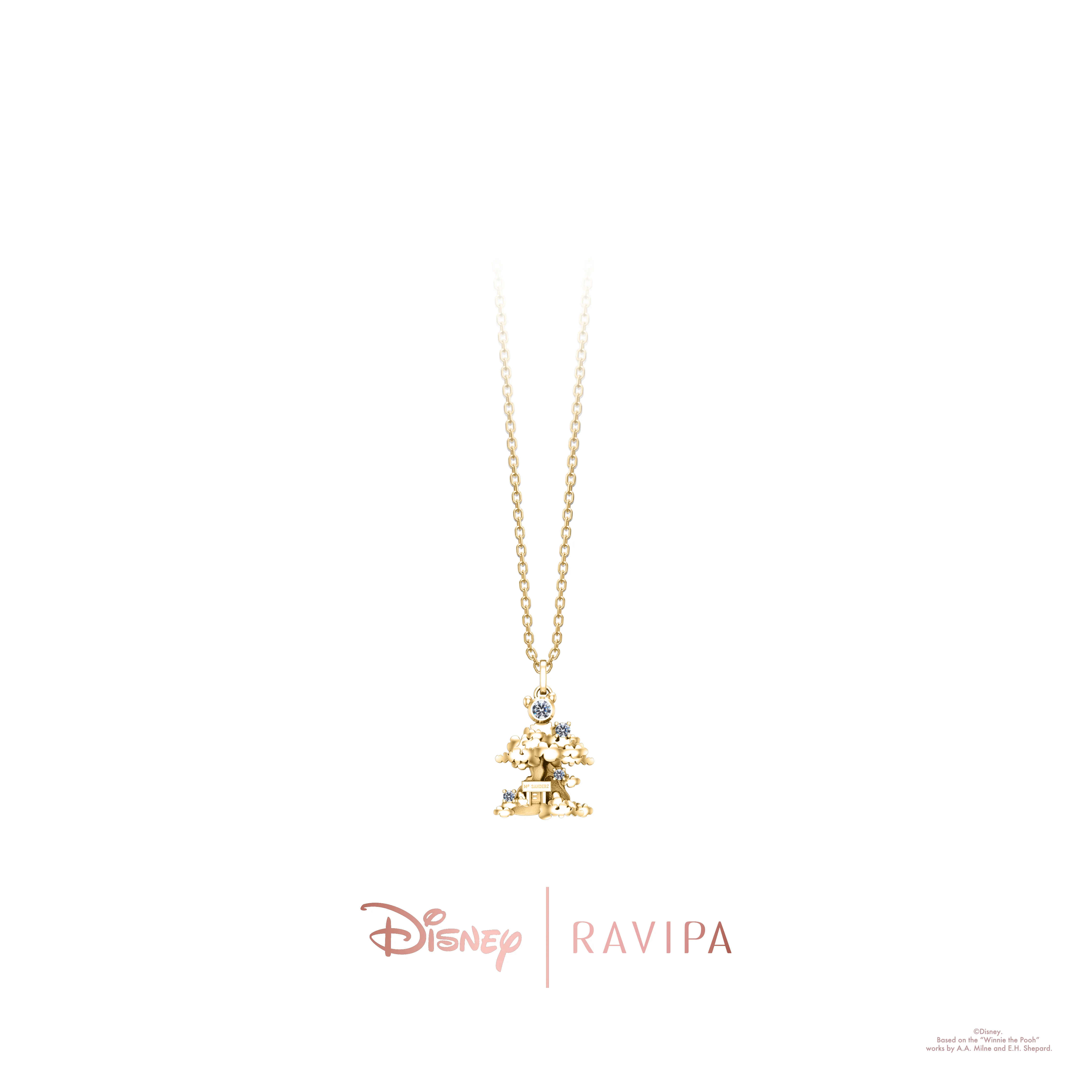 Winnie The Pooh Treehouse Gold Necklace