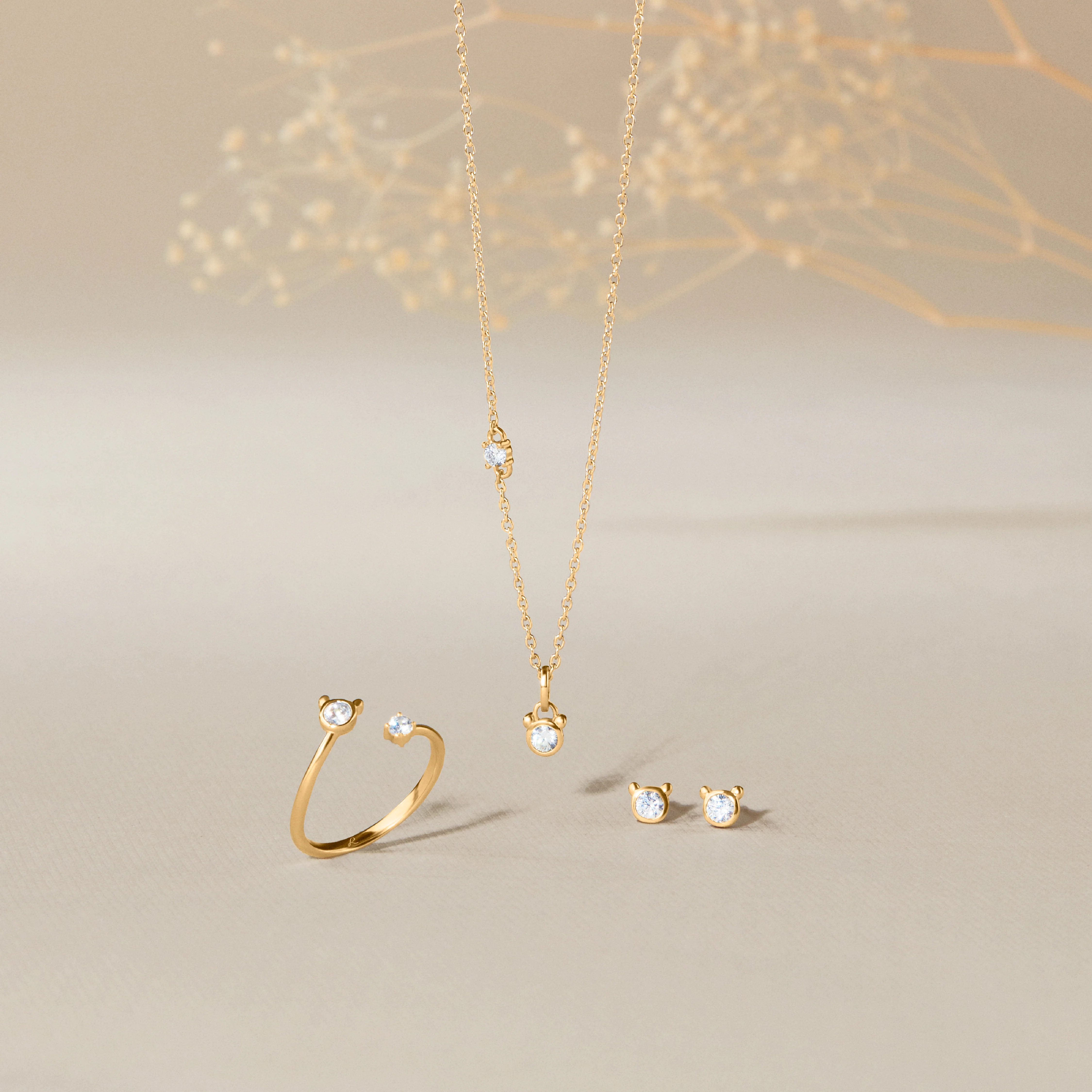 Winnie The Pooh Gold Diamond Studs - Image 3