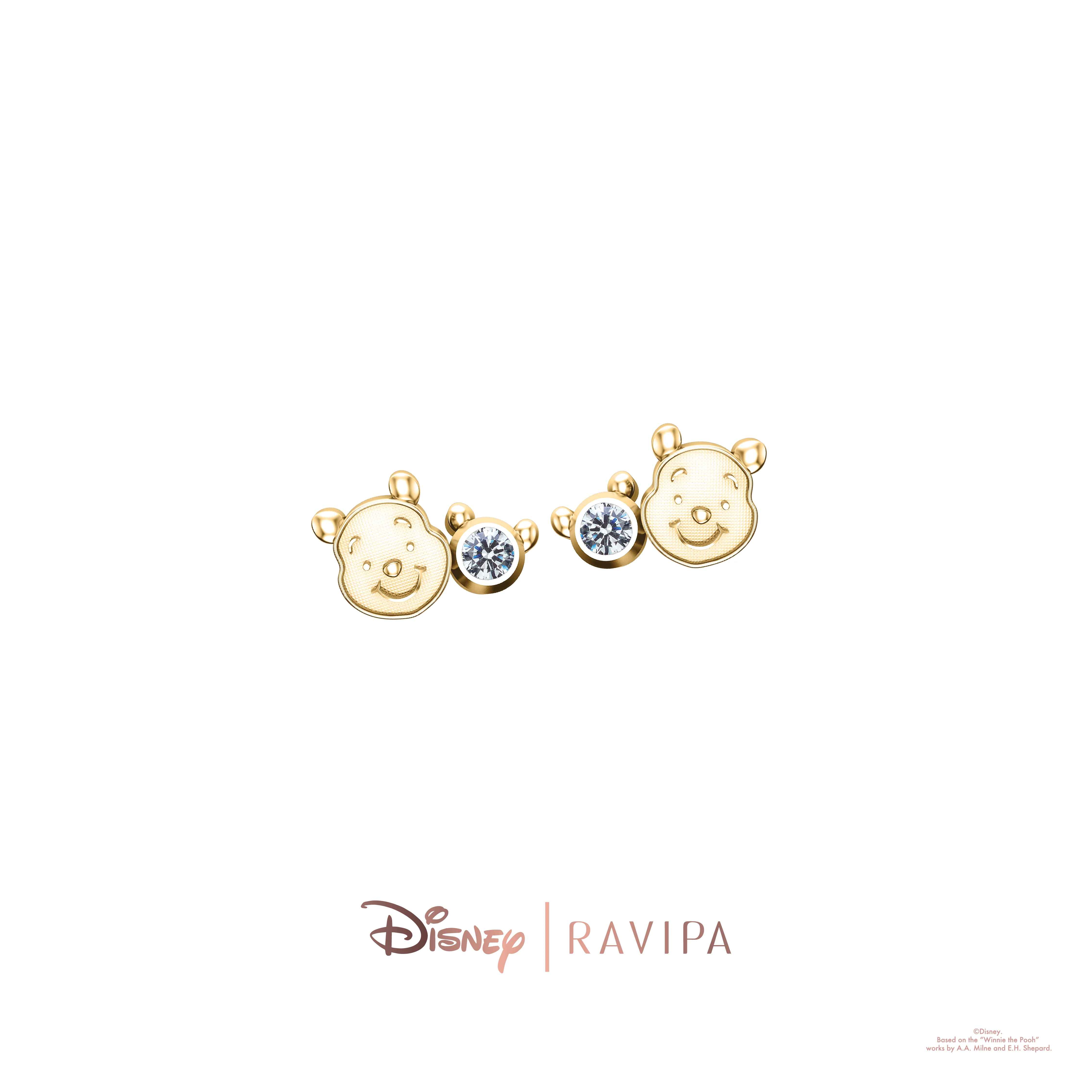 Winnie The Pooh Signature Gold Studs - Image 2