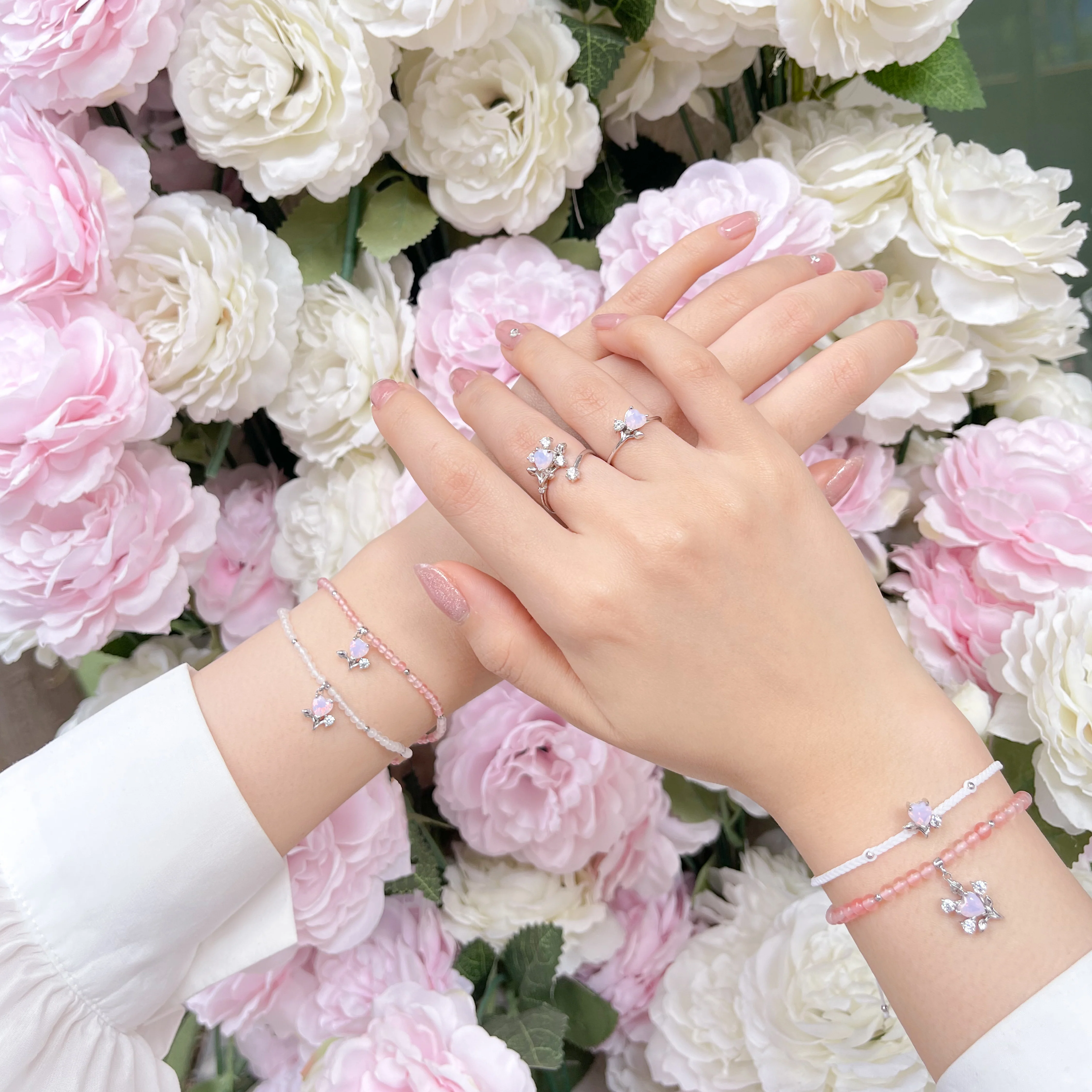 Guanyin Heart Bouquet Pink Gold Ring - Image 4