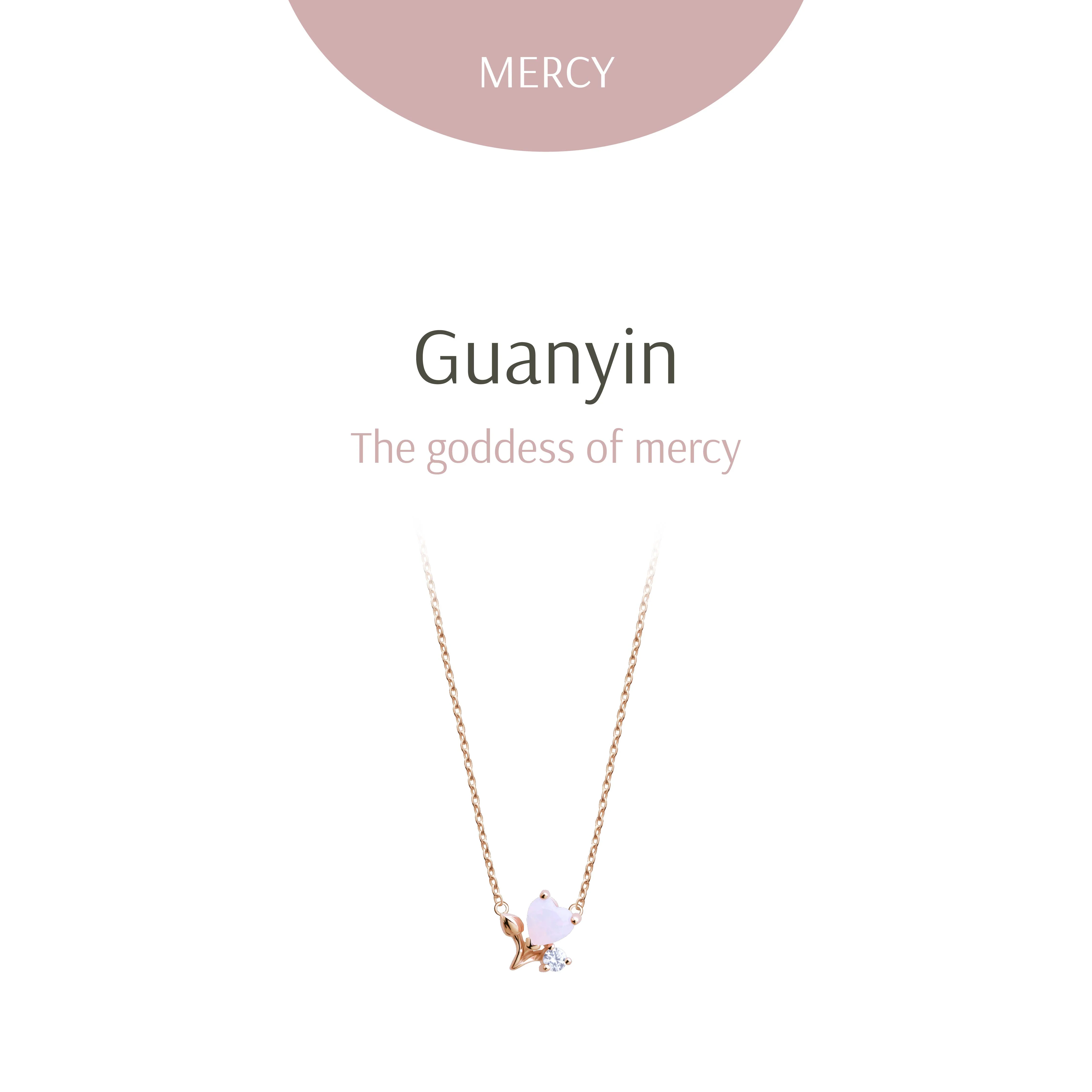 Guanyin Heart Posie Pink Gold Necklace - Image 2