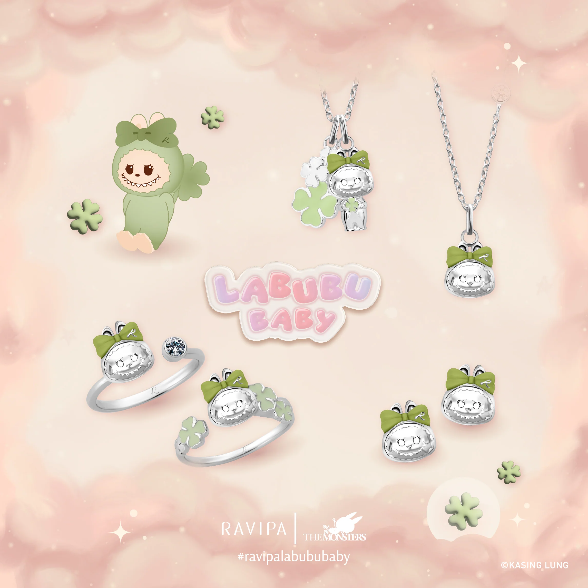 Labubu Baby Four-Leaf Clover Studs - Image 4