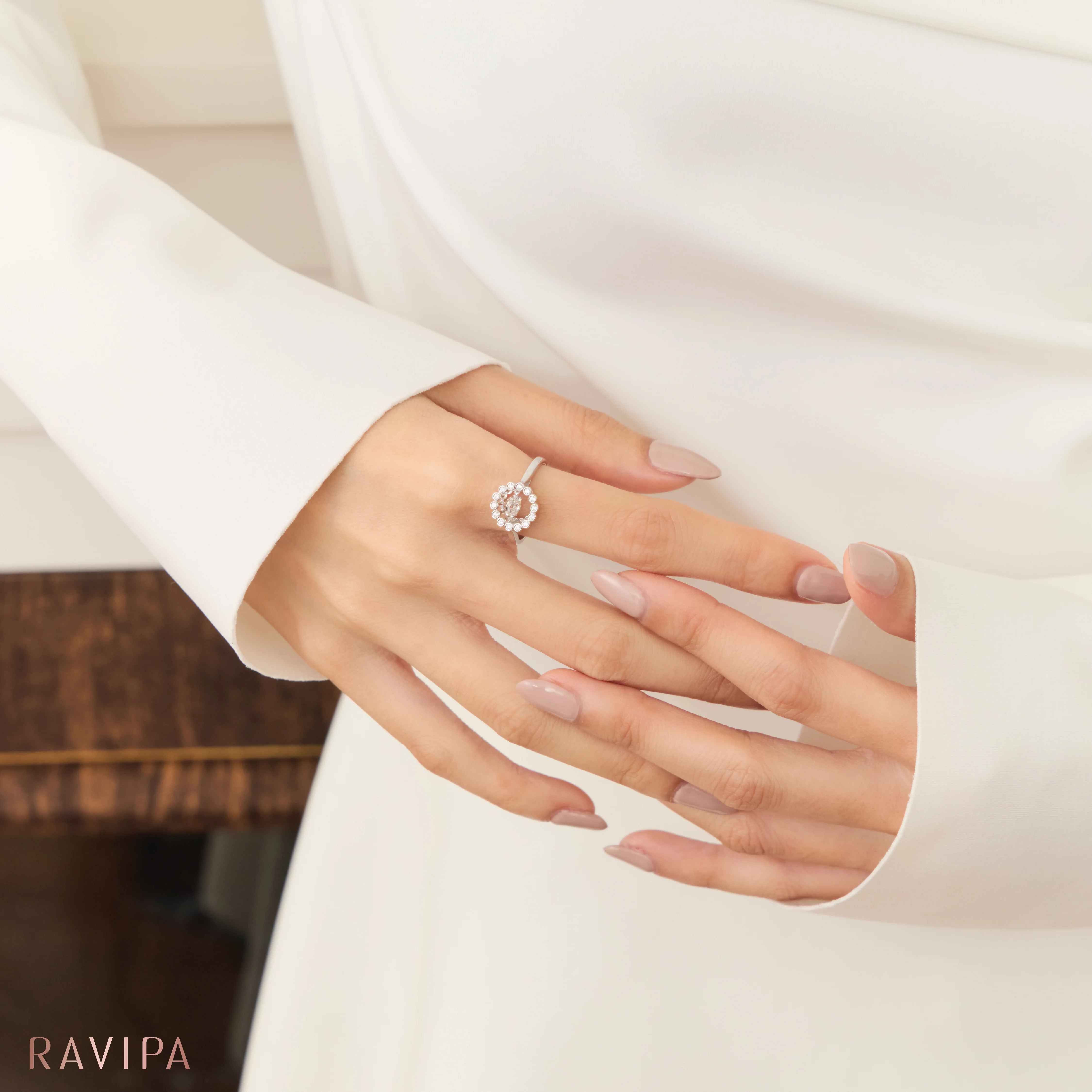 LAKSHMI Dancing Diamond Round Ring - Image 5
