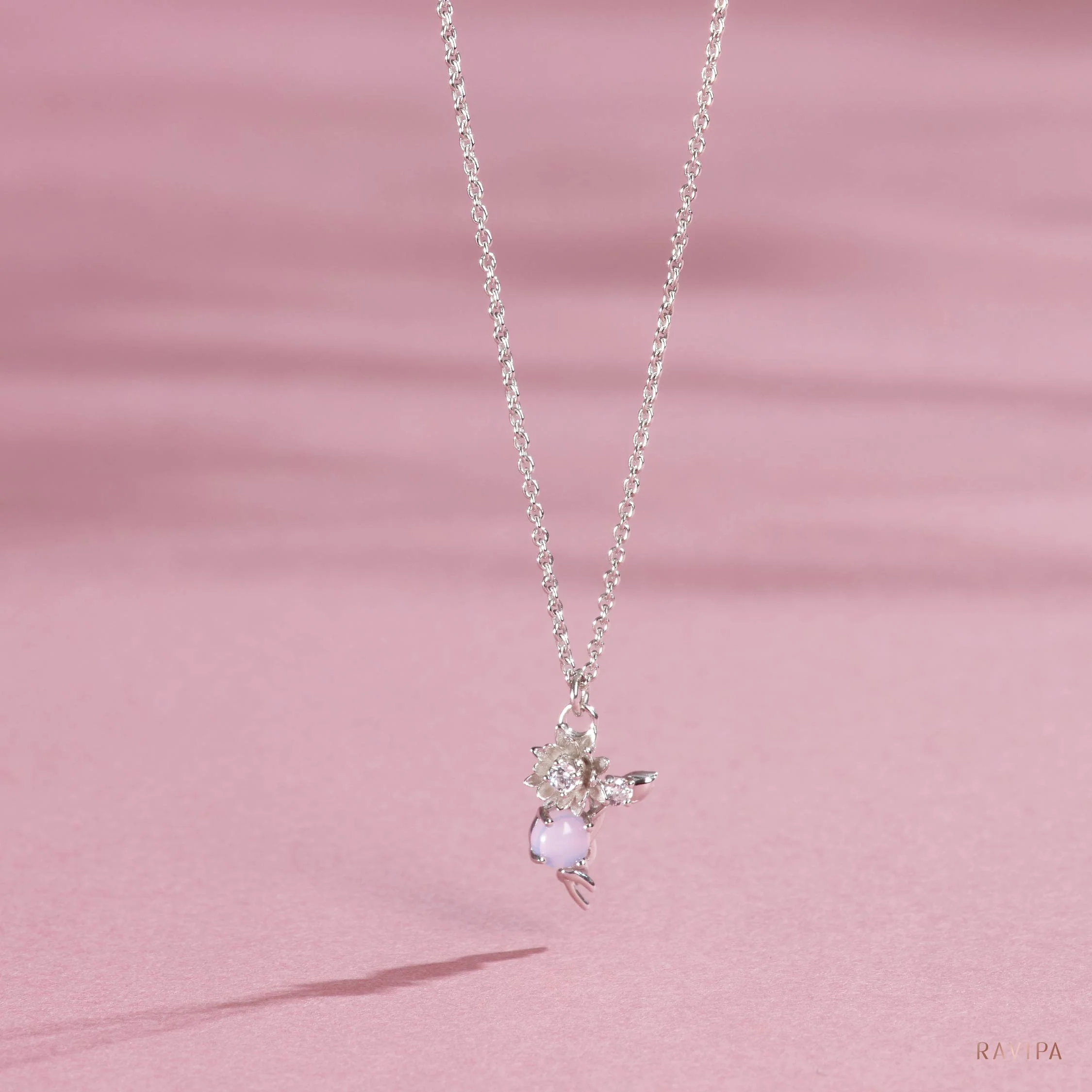 Lakshmi Lotus of Love Silver Necklace - Image 3