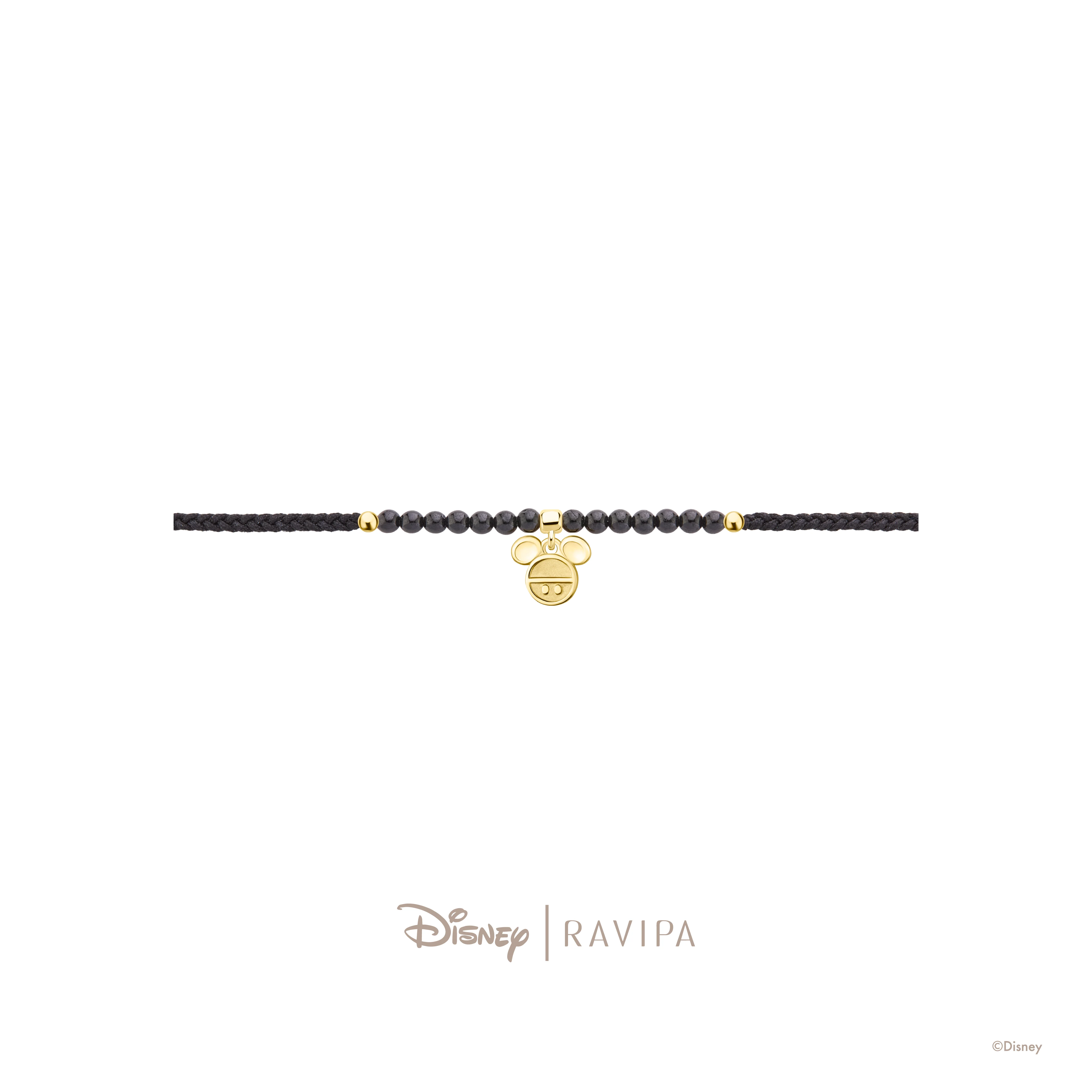 Mickey Mouse Golden Gold and Onyx Bracelet