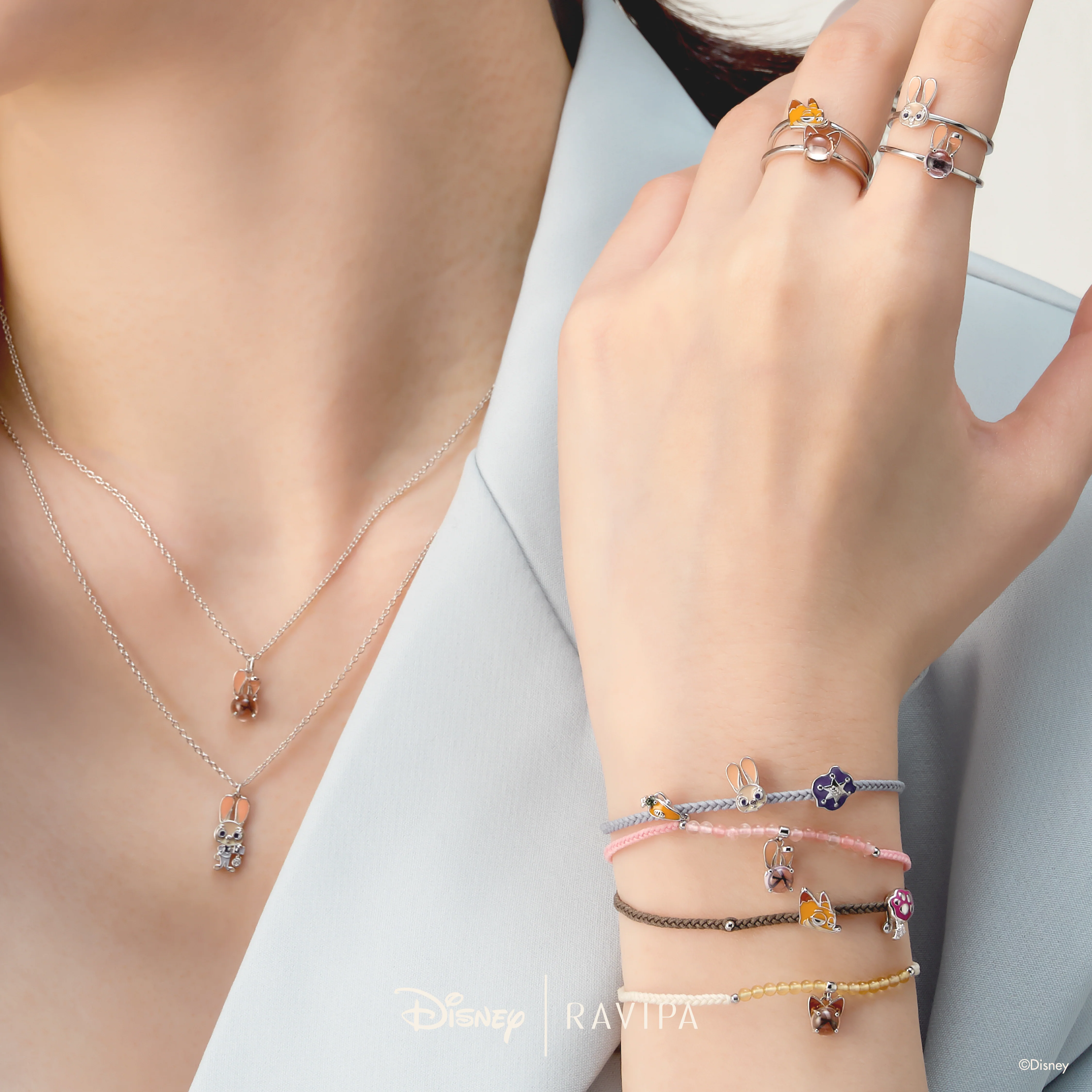Disney Zootopia Nick Ears and Citrine CZ & Judy Ears and Cherry Quartz CZ Necklace - Image 9