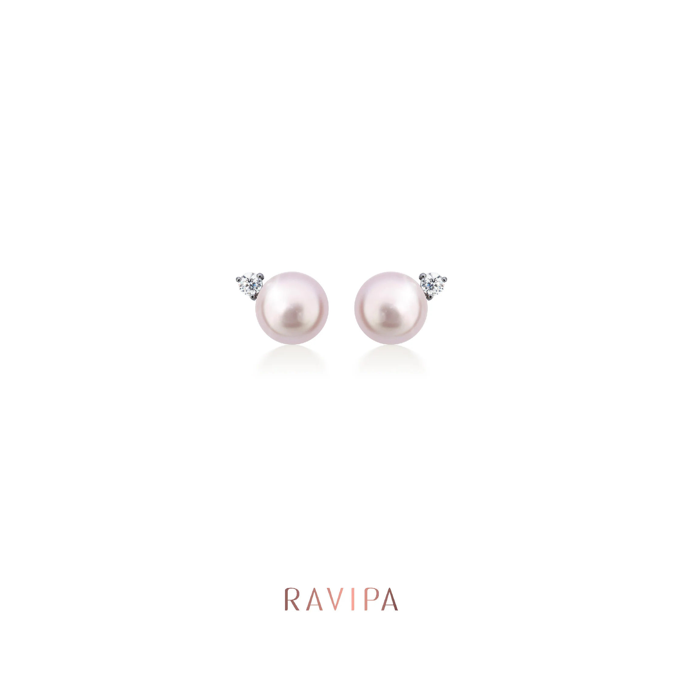 Viva Diamond Pink Blush Pearl Studs - Image 2