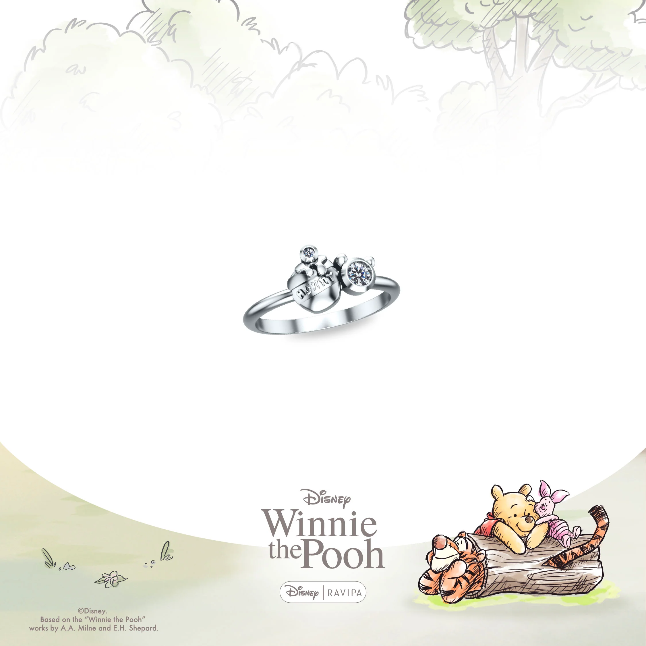 Winnie The Pooh Hunny Pot Silver Ring - Image 3