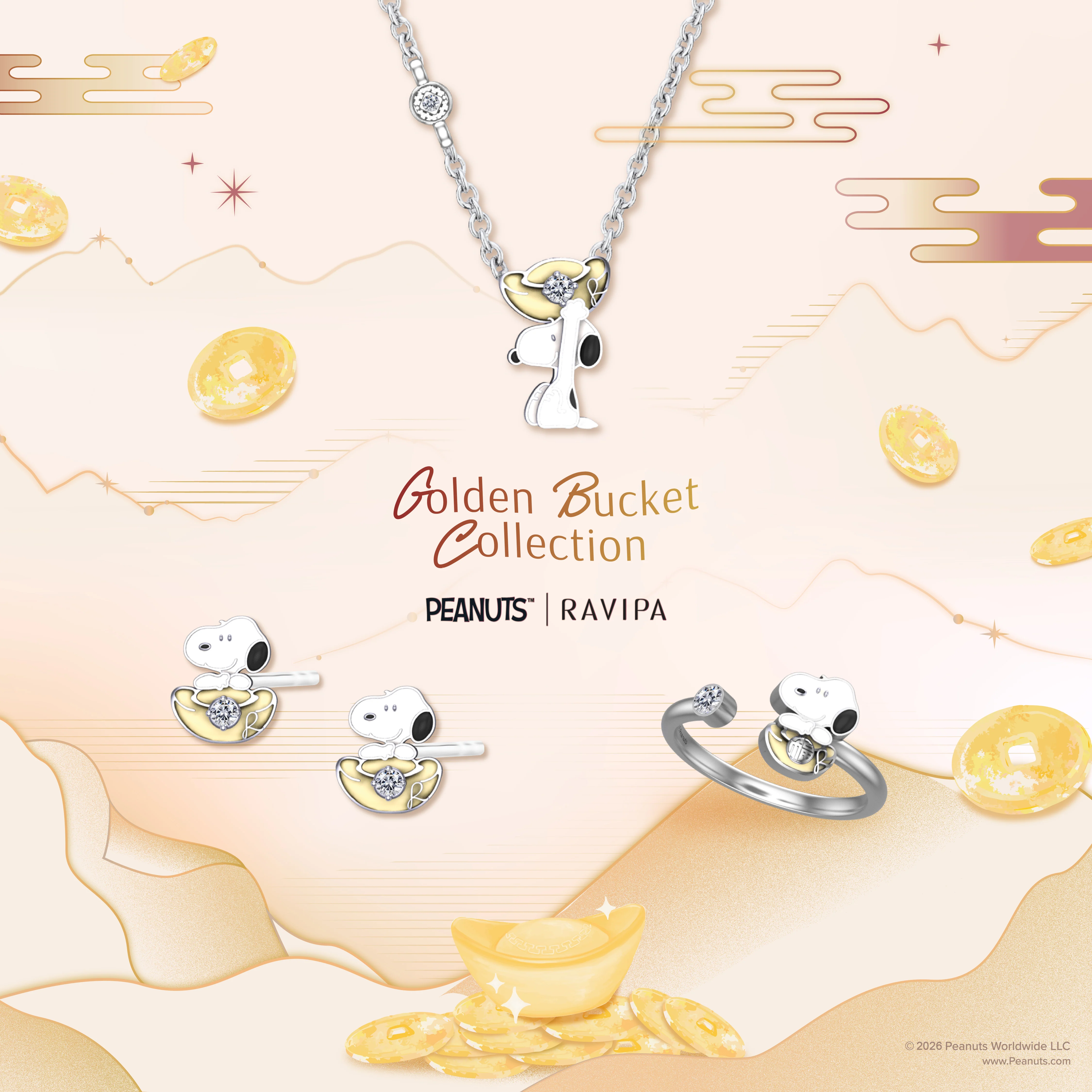 RAVIPA Snoopy Golden Bucket Studs - Image 4