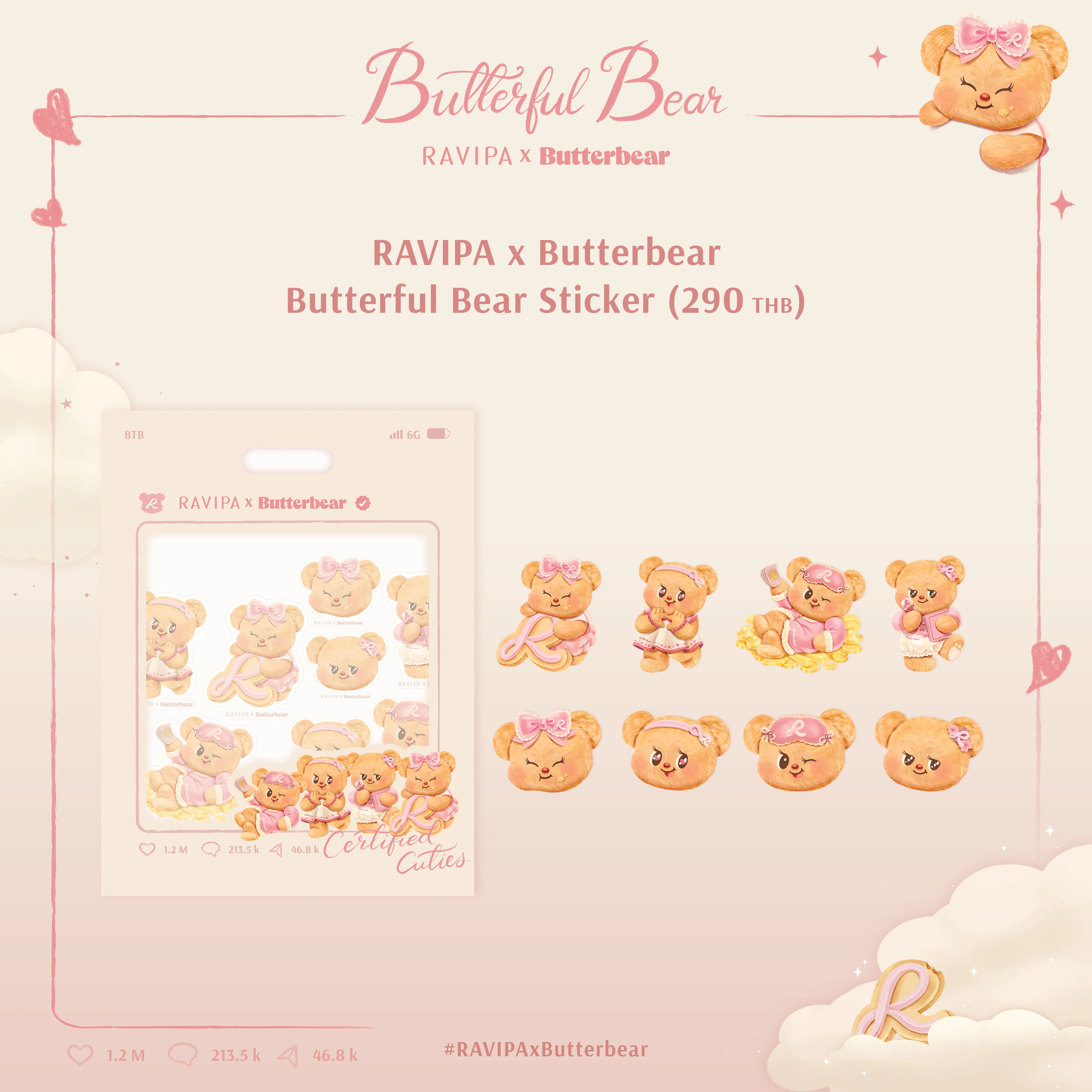 RAVIPA x Butterbear - Butterful Bear Sticker - Image 4