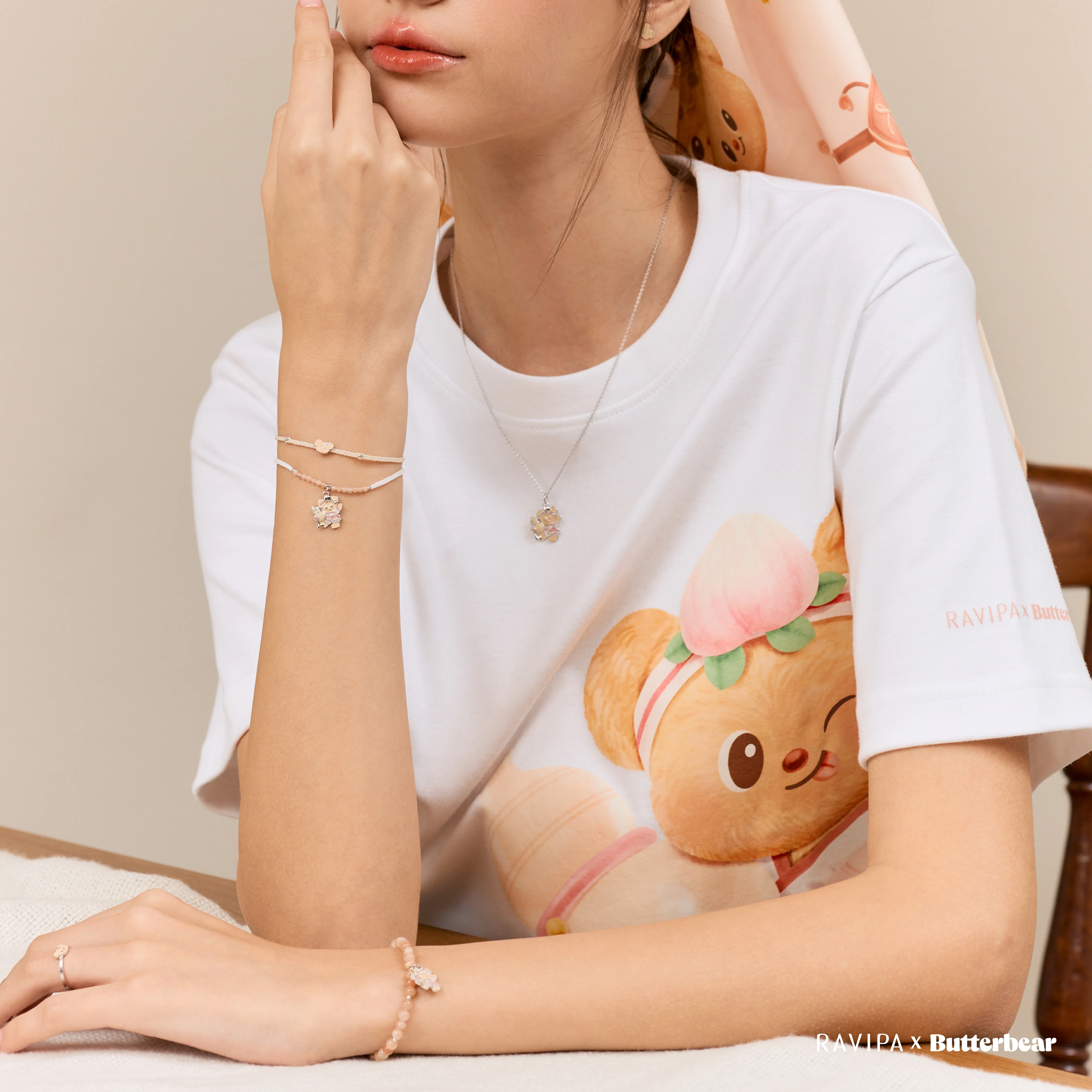 Butterbear Healthy-Peach White Tees - Image 3