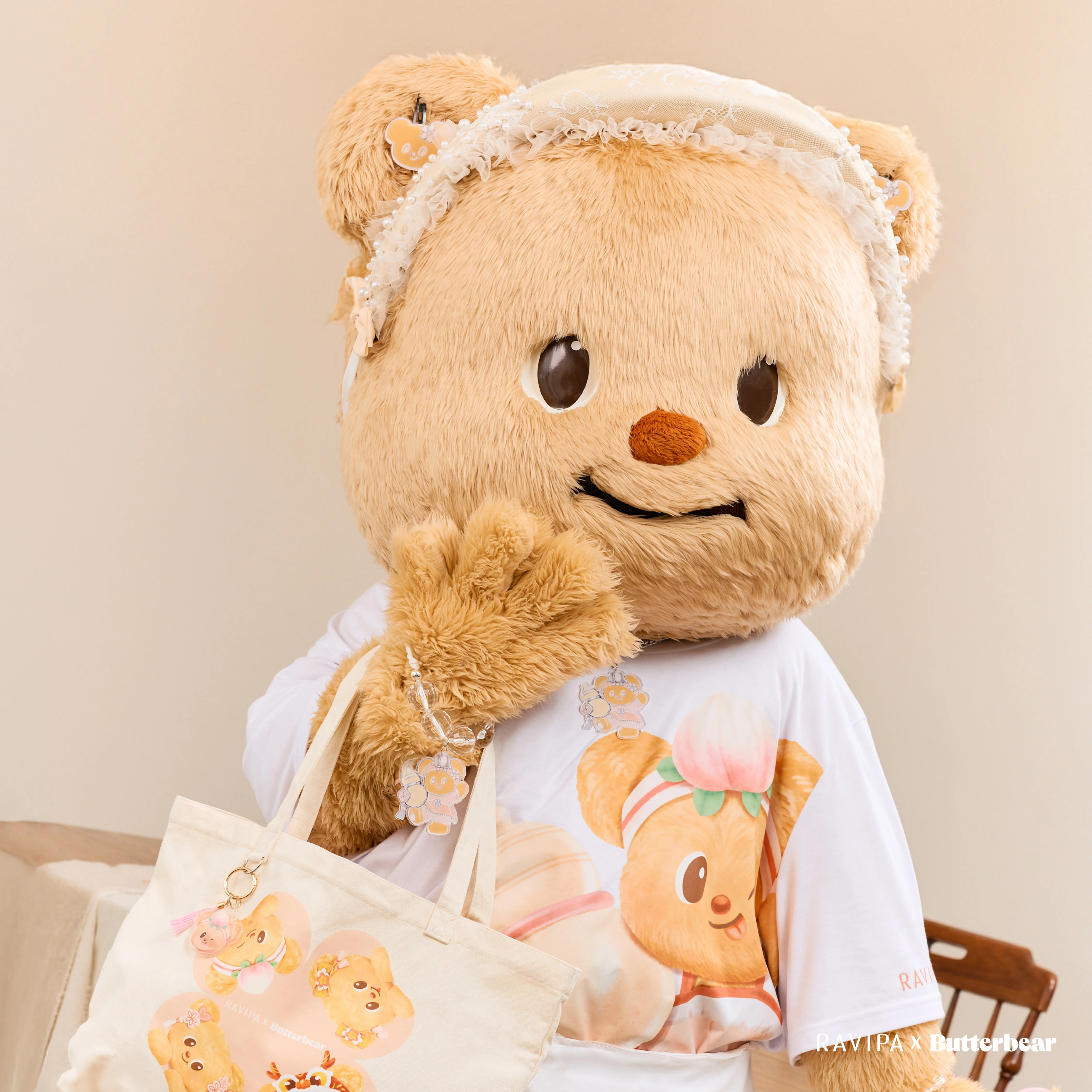 Butterbear Healthy-Peach White Tees - Image 4