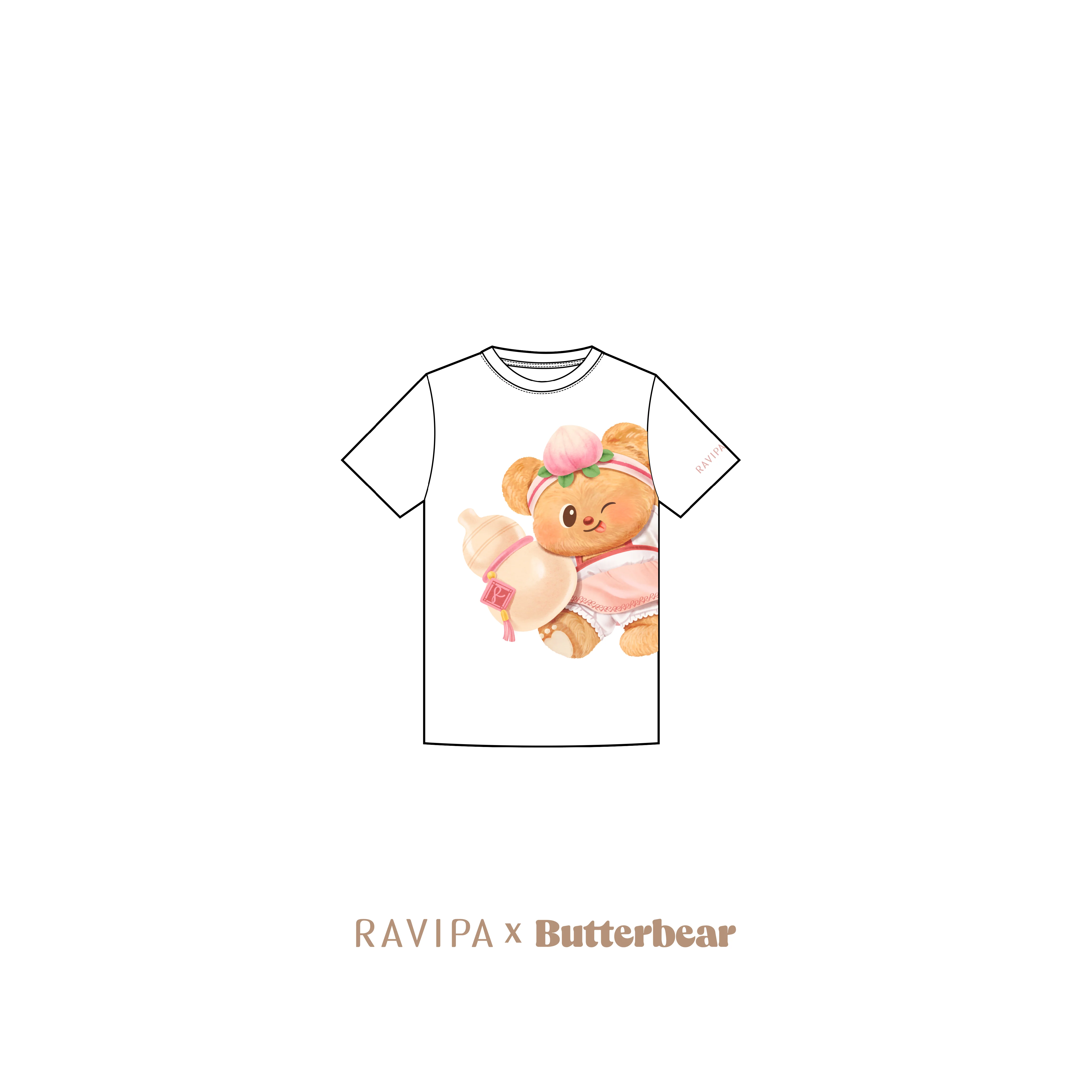 Butterbear Healthy-Peach White Tees - Image 5