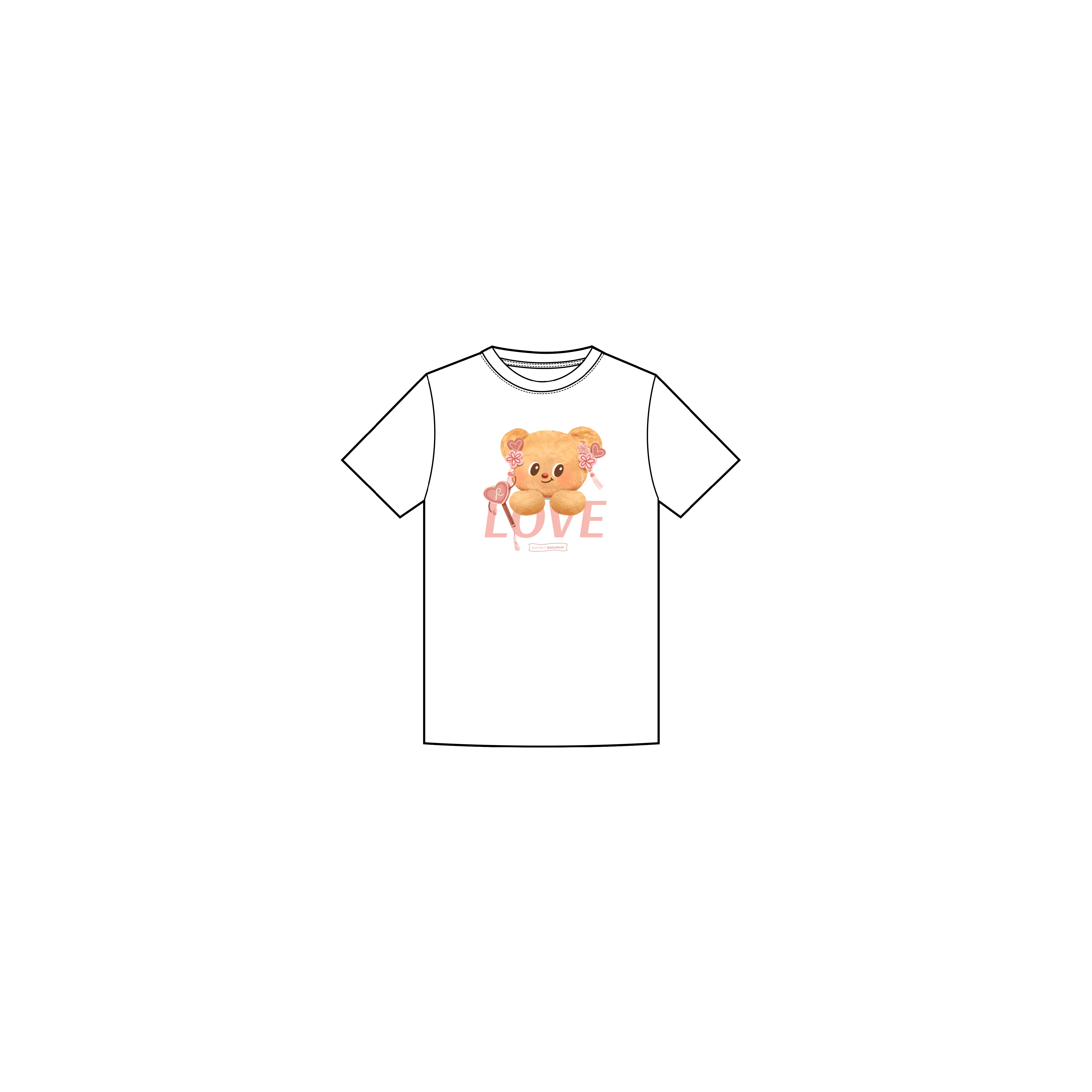 Butterbear Pinky-Heart White Tees