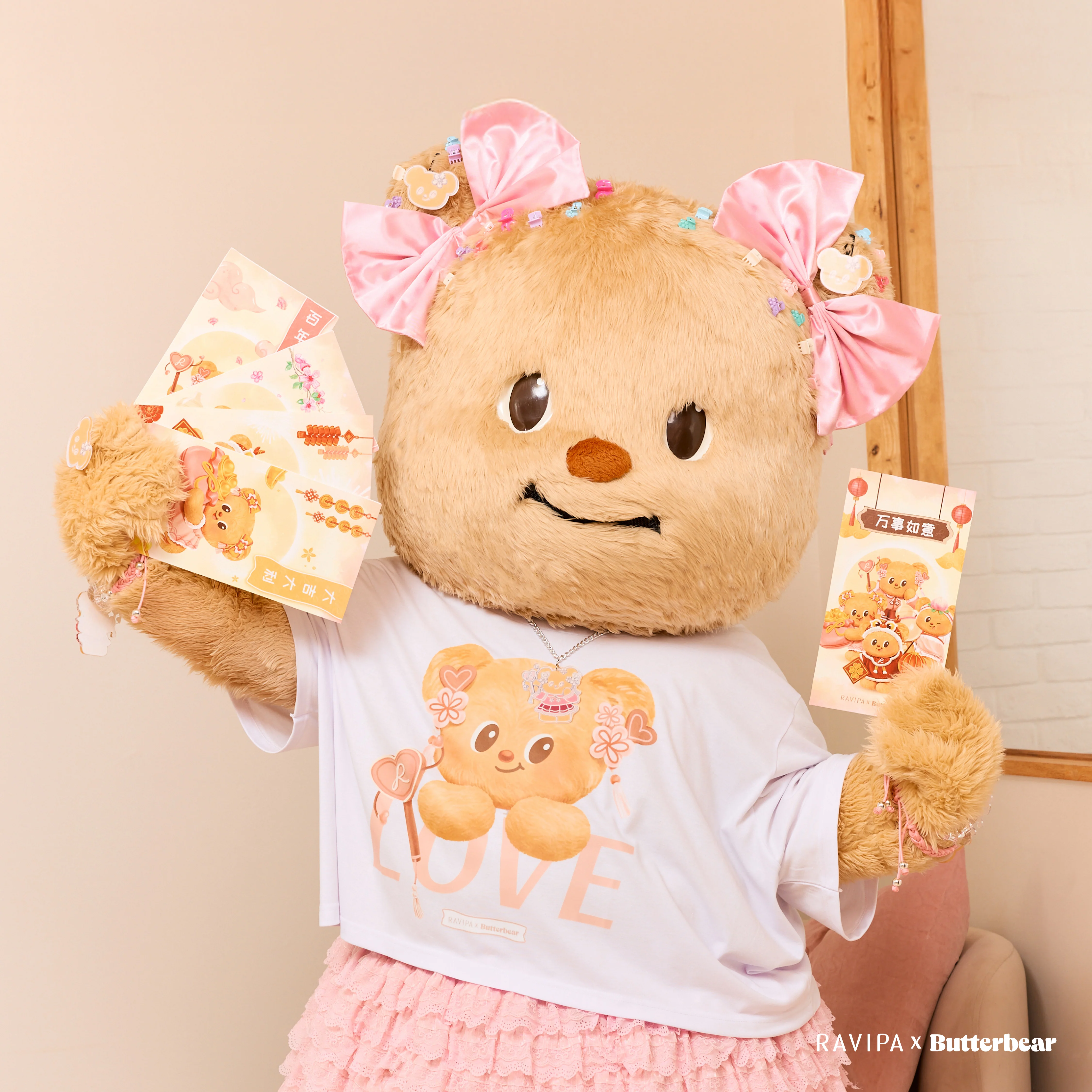 Butterbear Pinky-Heart White Tees - Image 3