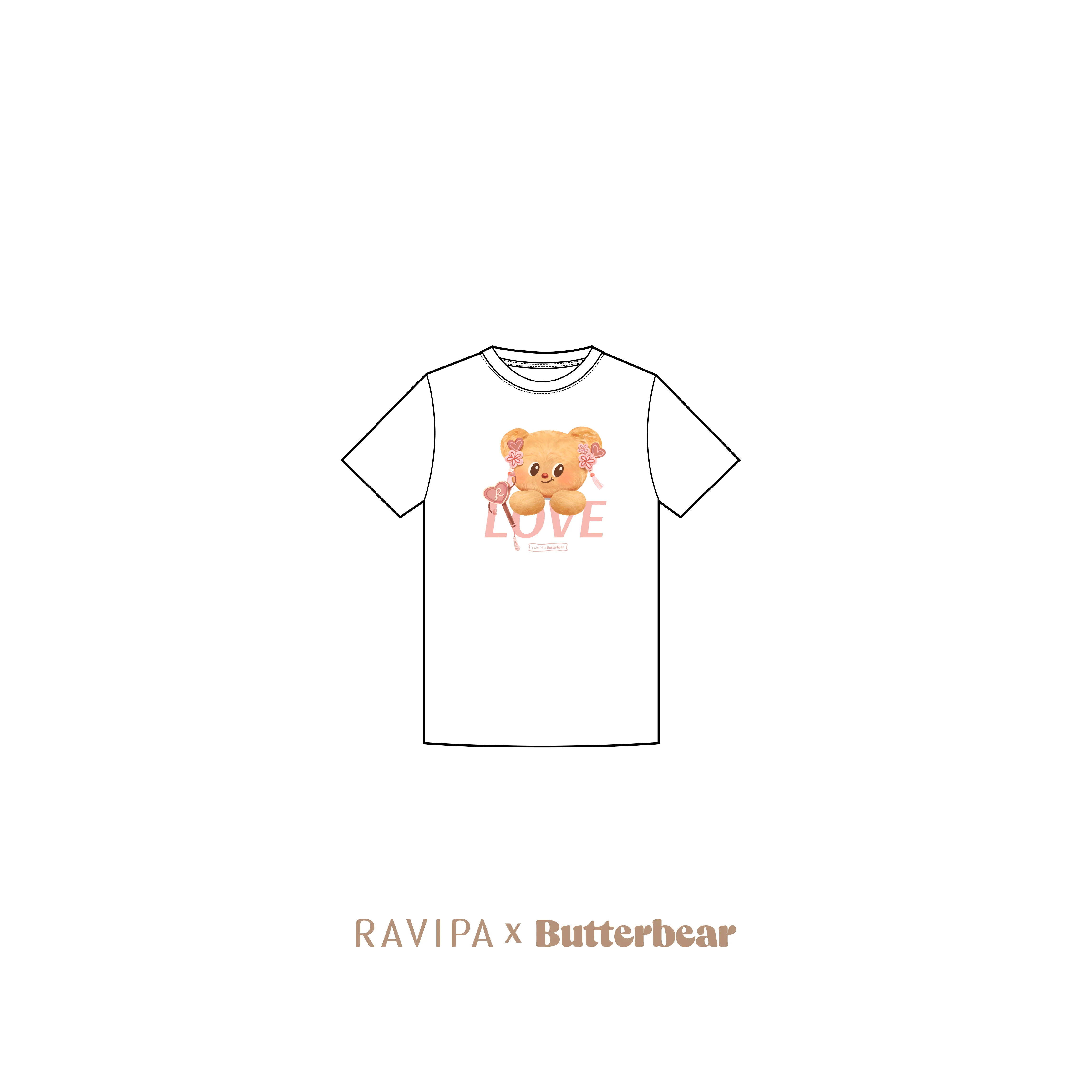Butterbear Pinky-Heart White Tees - Image 4