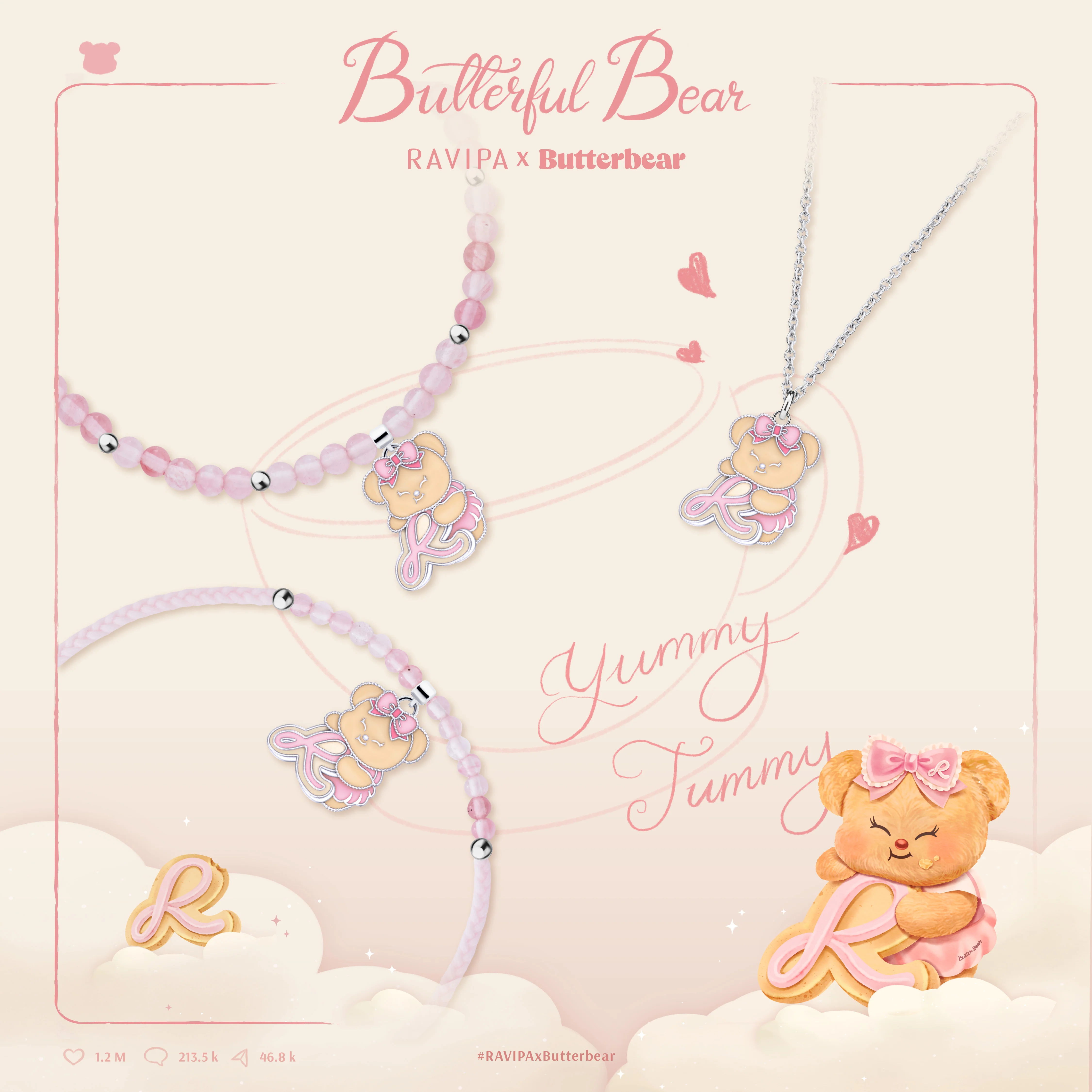 RAVIPA x Butterbear - Yummy Tummy and Cherry Quartz Bracelet - Image 6