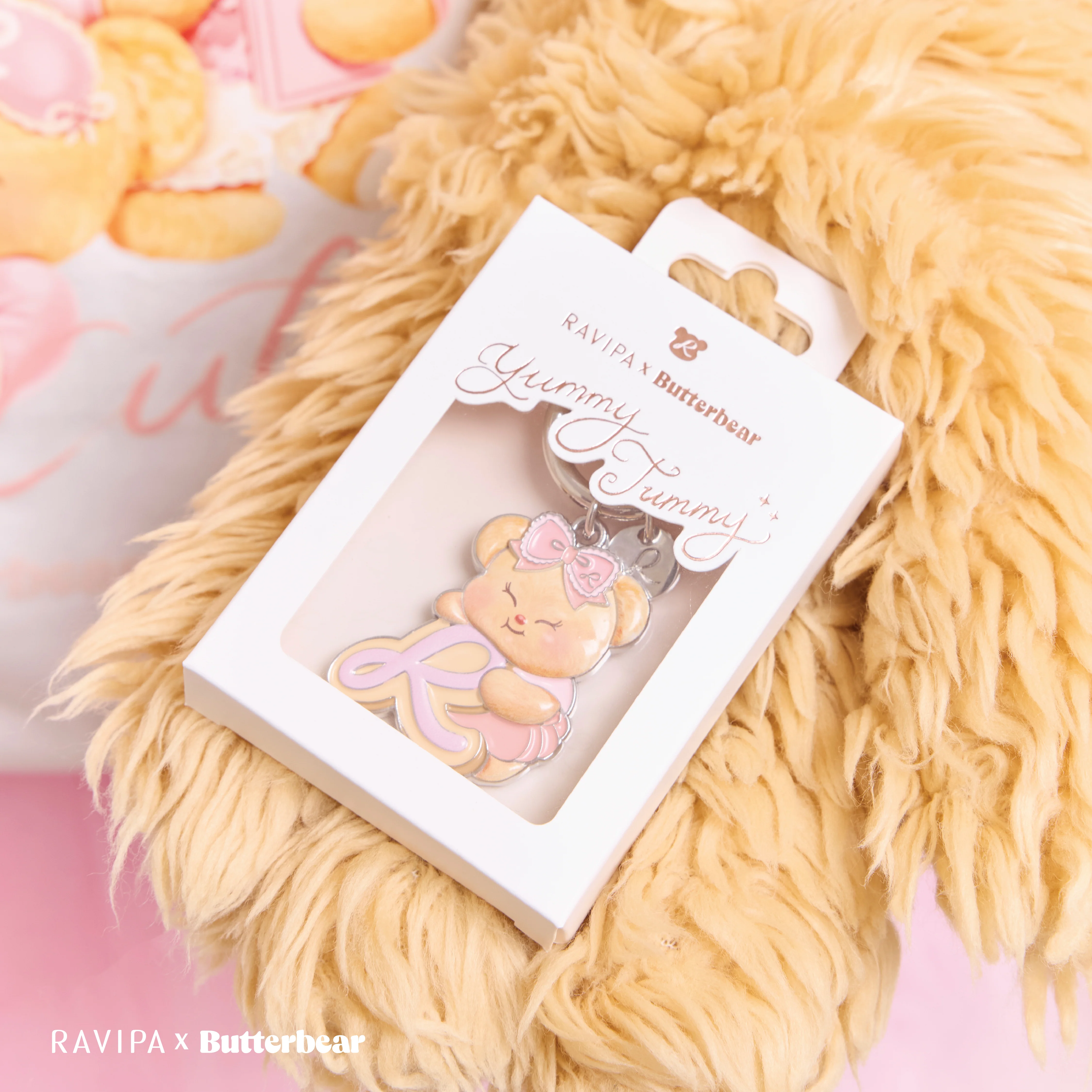 RAVIPA x Butterbear - Yummy Tummy Metal Keyring - Image 4