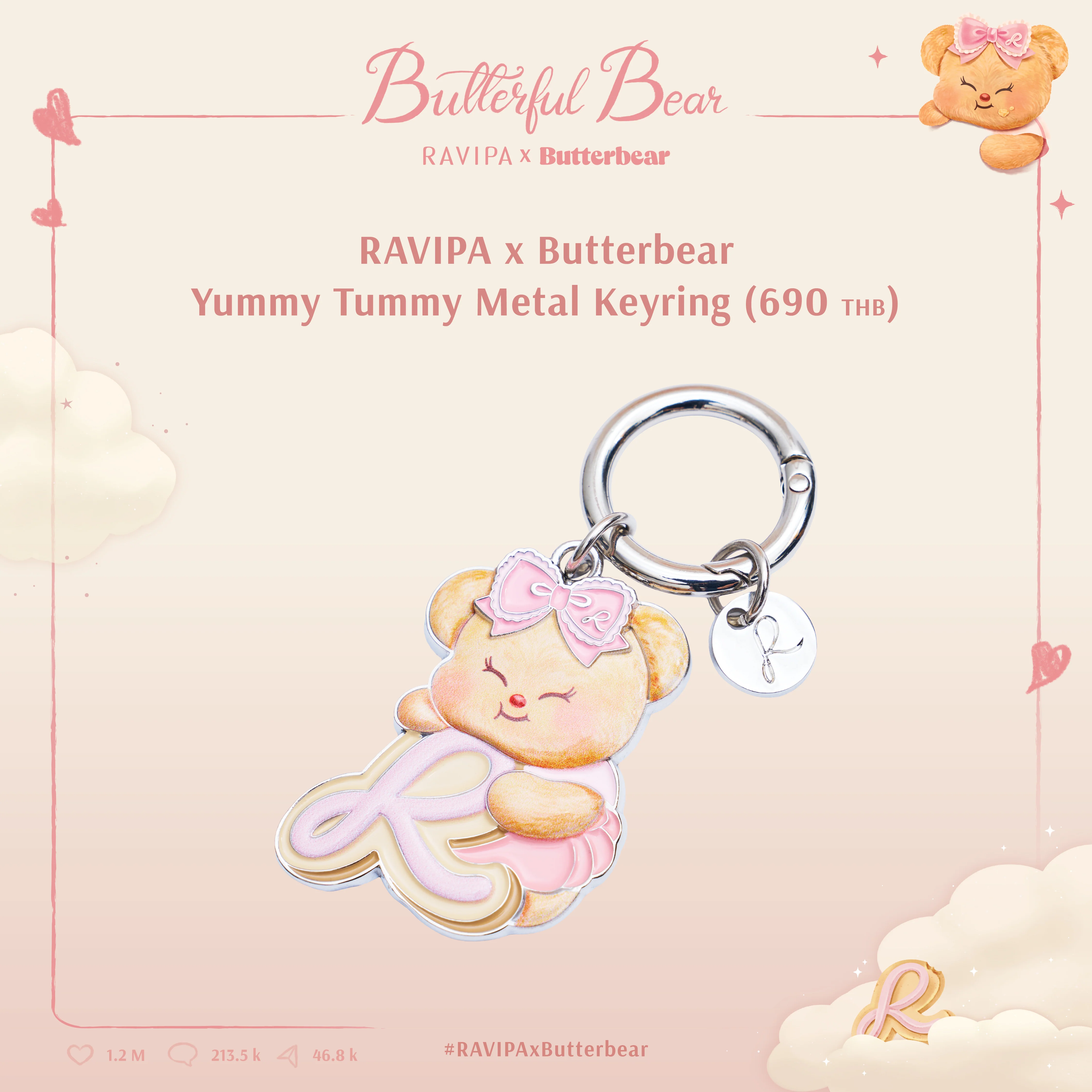 RAVIPA x Butterbear - Yummy Tummy Metal Keyring - Image 5