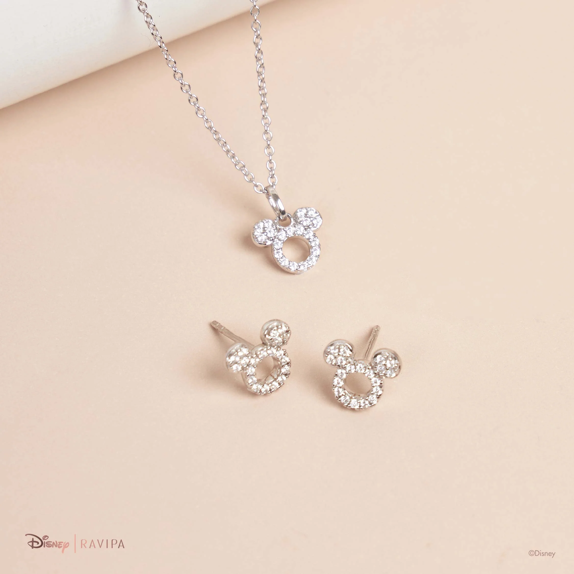 Mickey Mouse Silver Diamond Studs - Image 3