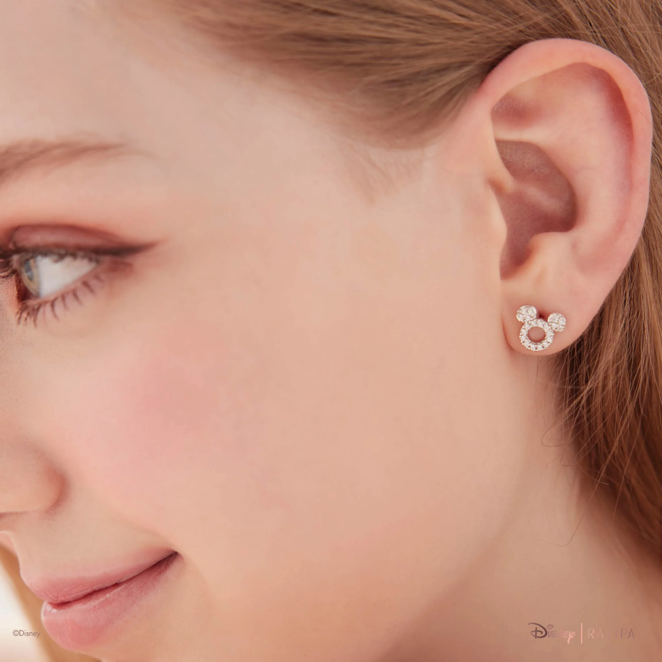 Mickey Mouse Silver Diamond Studs - Image 4
