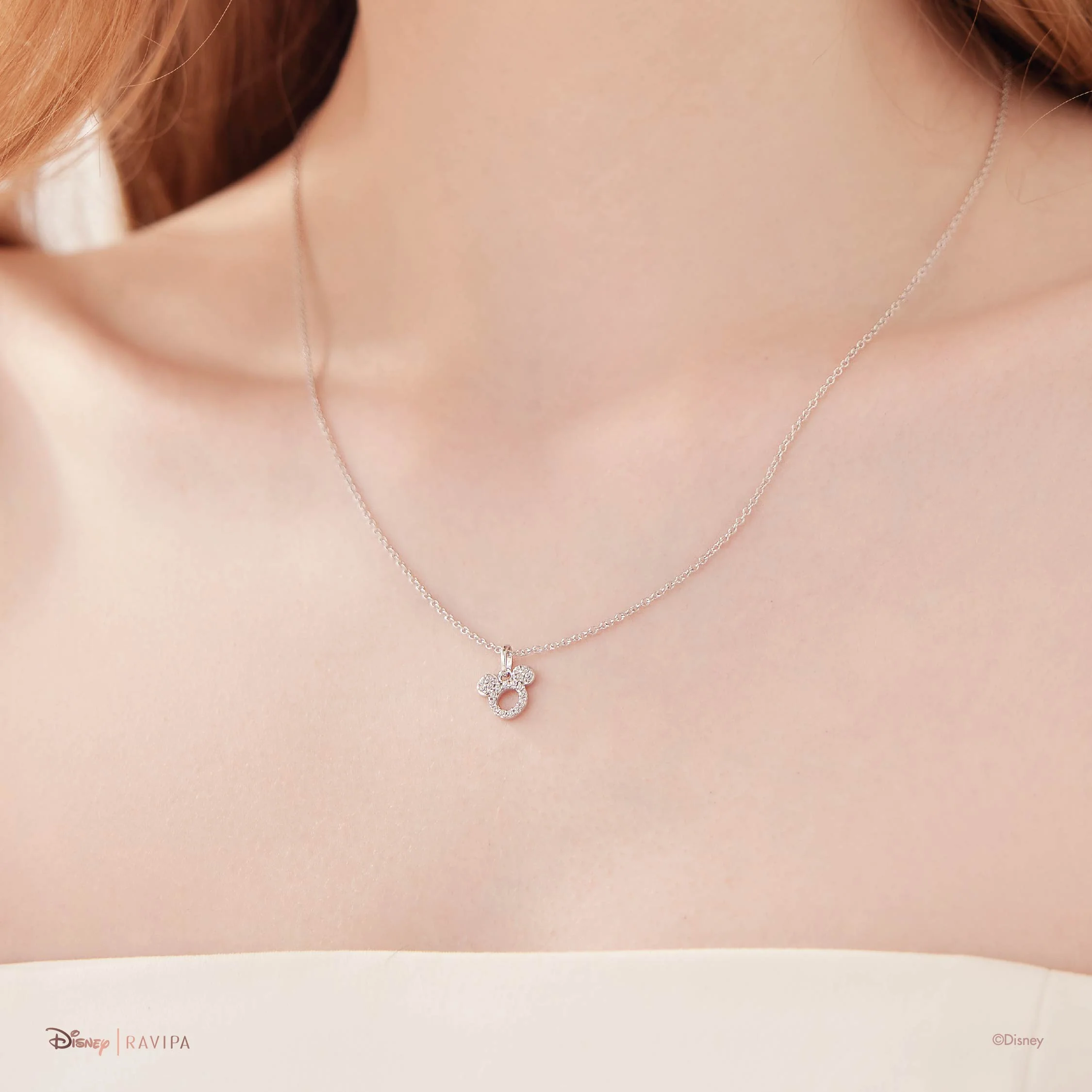 Mickey Mouse Silver Diamond Necklace - Image 4