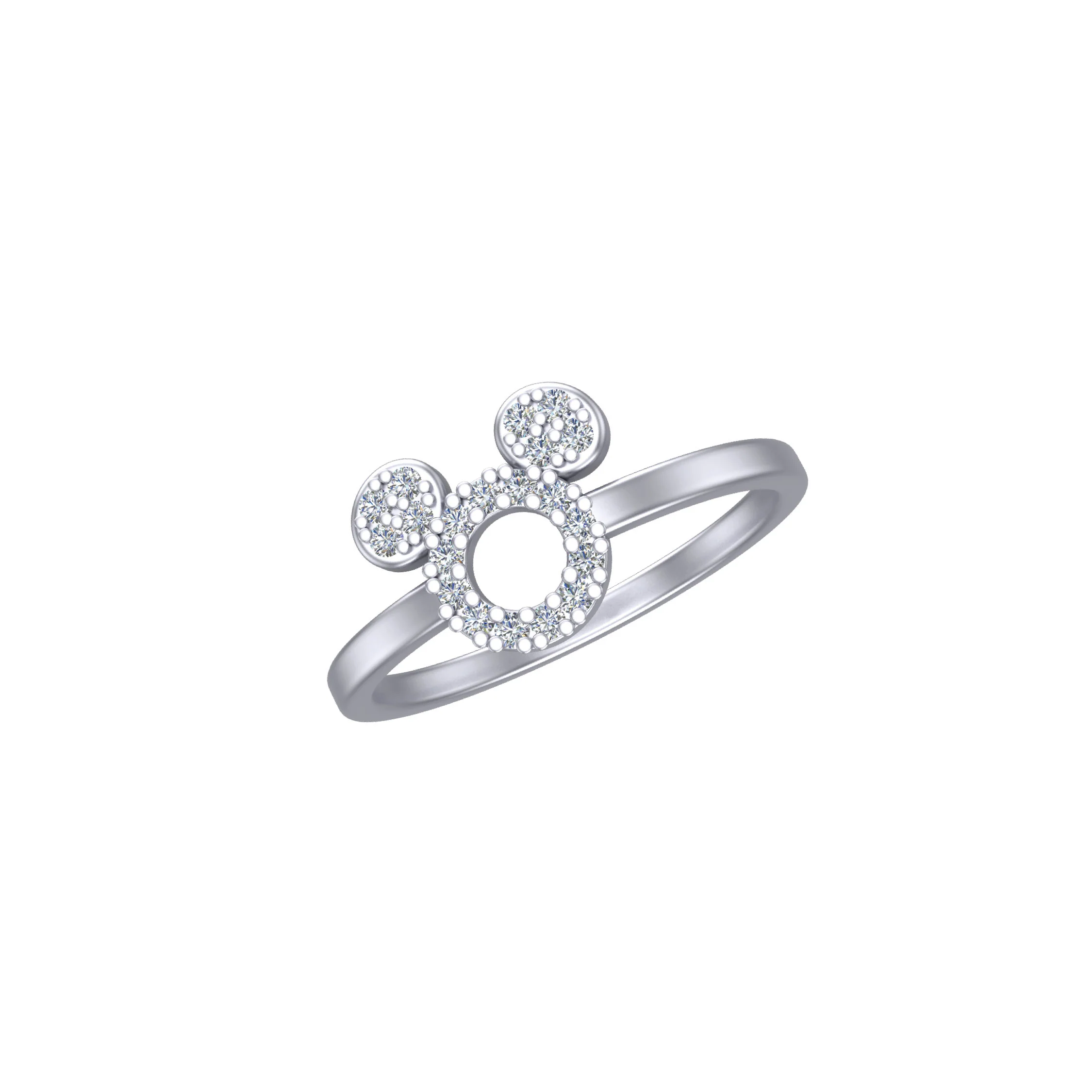Mickey Mouse Silver Diamond Ring