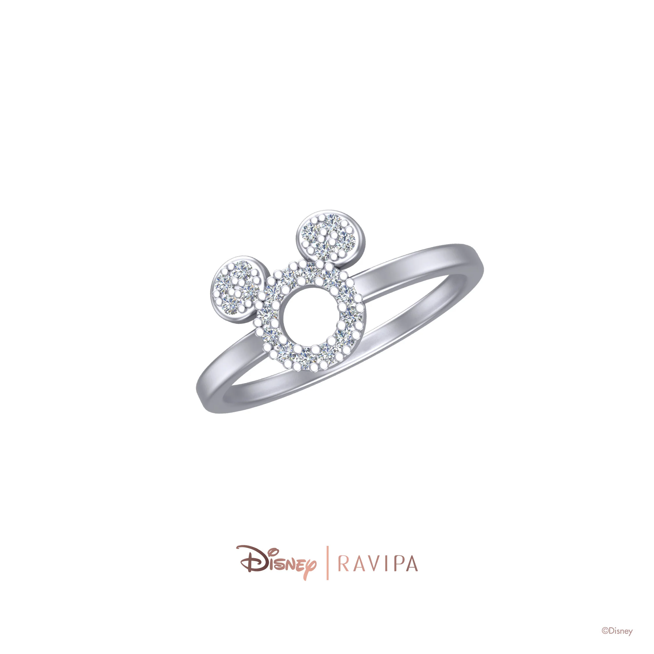 Mickey Mouse Silver Diamond Ring - Image 2