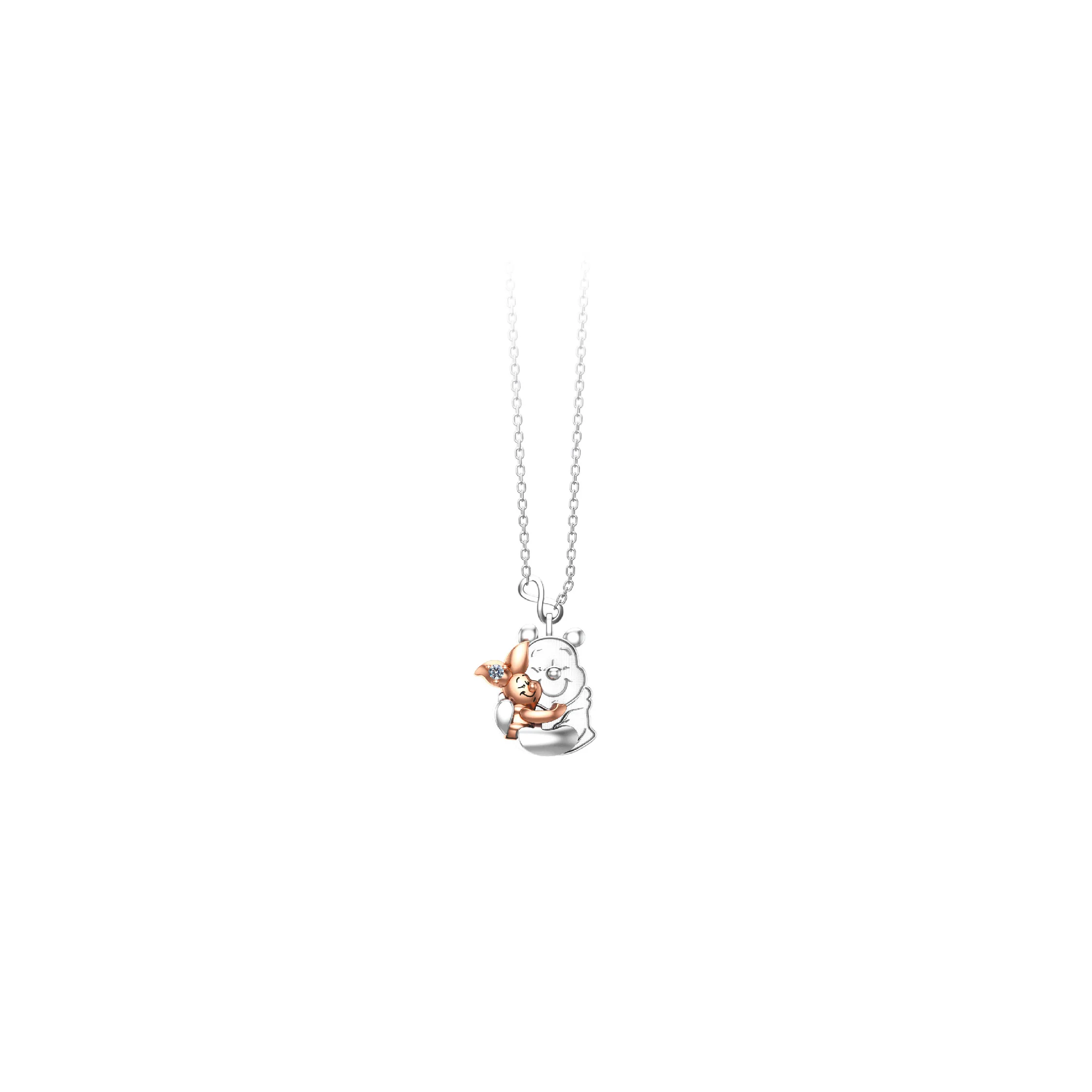 Winnie The Pooh and Piglet Silver Necklace