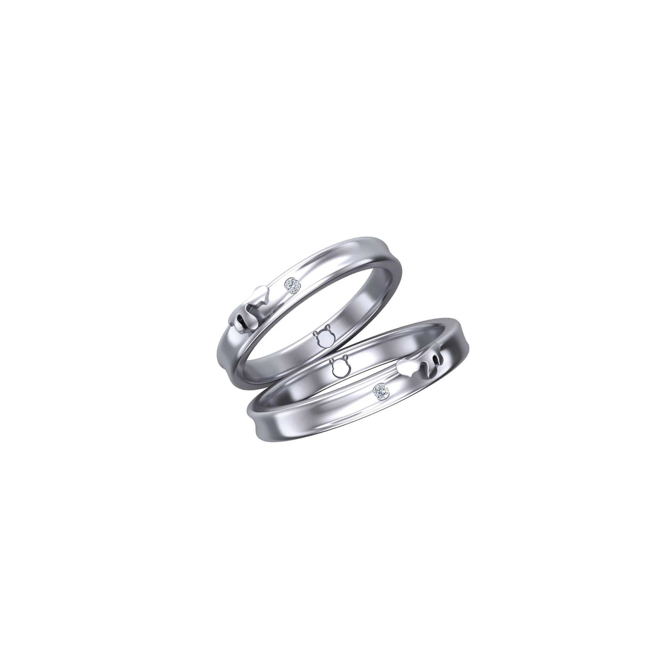 Winnie The Pooh Hunny Silver Couple Ring