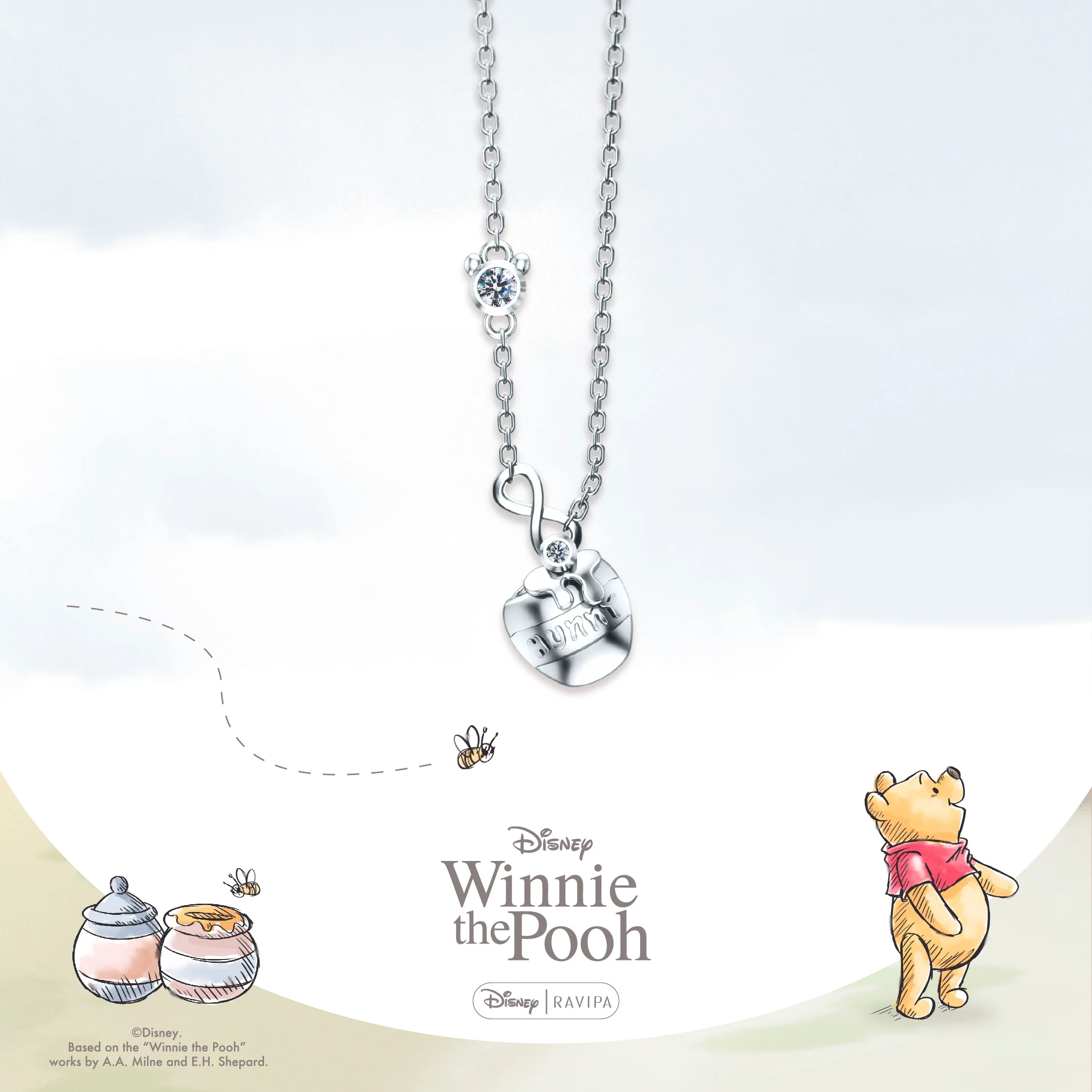 Winnie The Pooh Hunny Pot Silver Necklace - Image 3