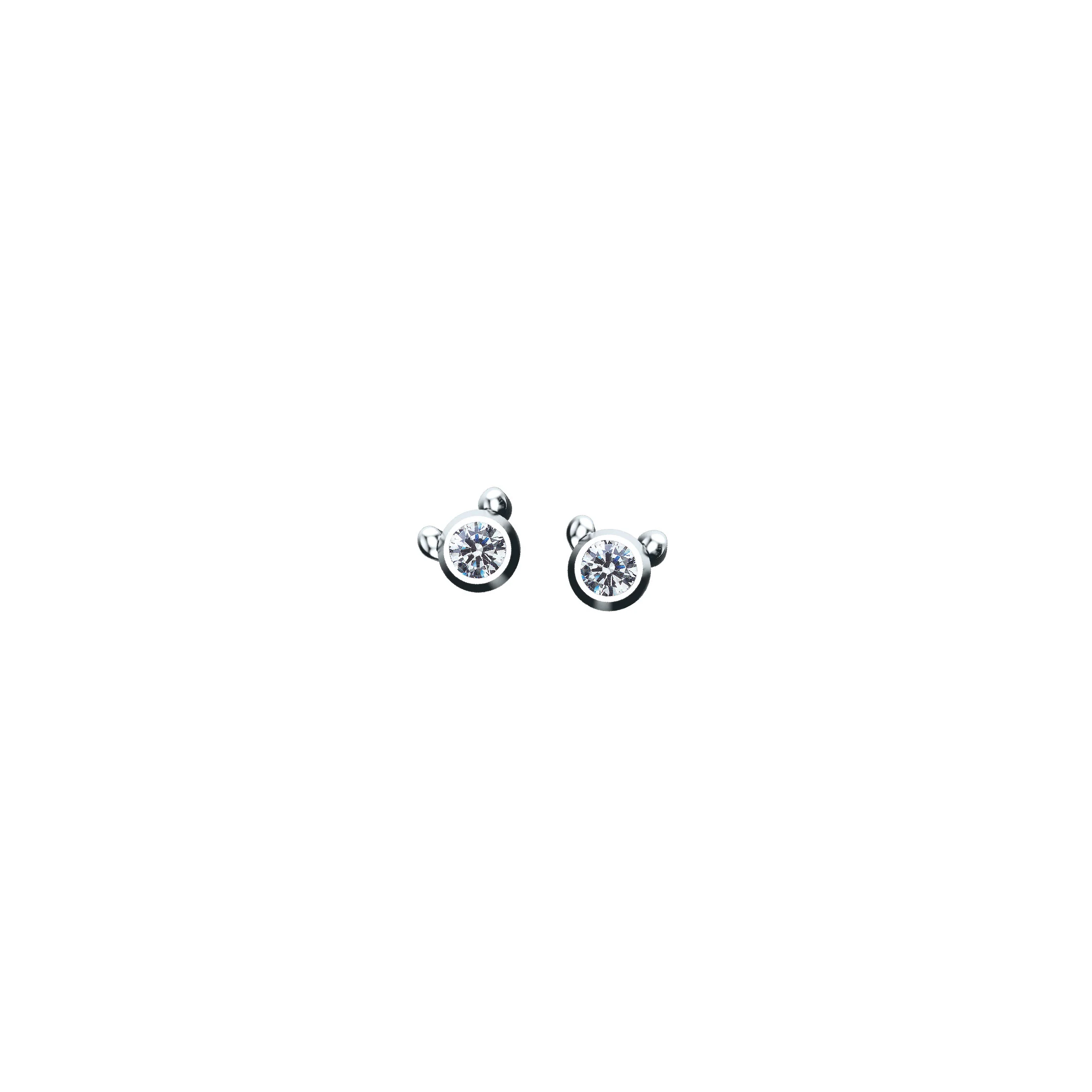 Winnie The Pooh Silver Diamond Studs