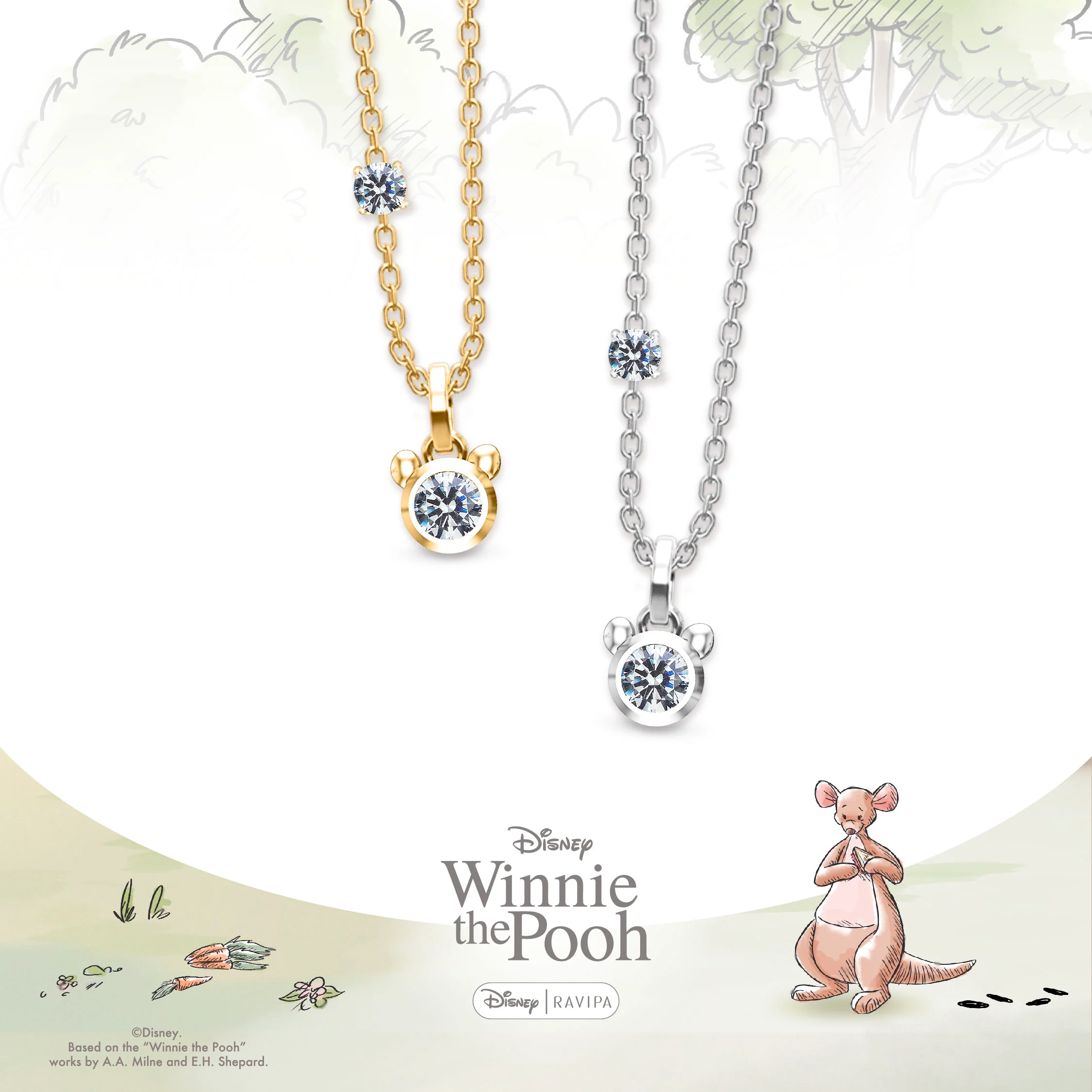 Winnie The Pooh Silver Diamond Necklace - Image 4