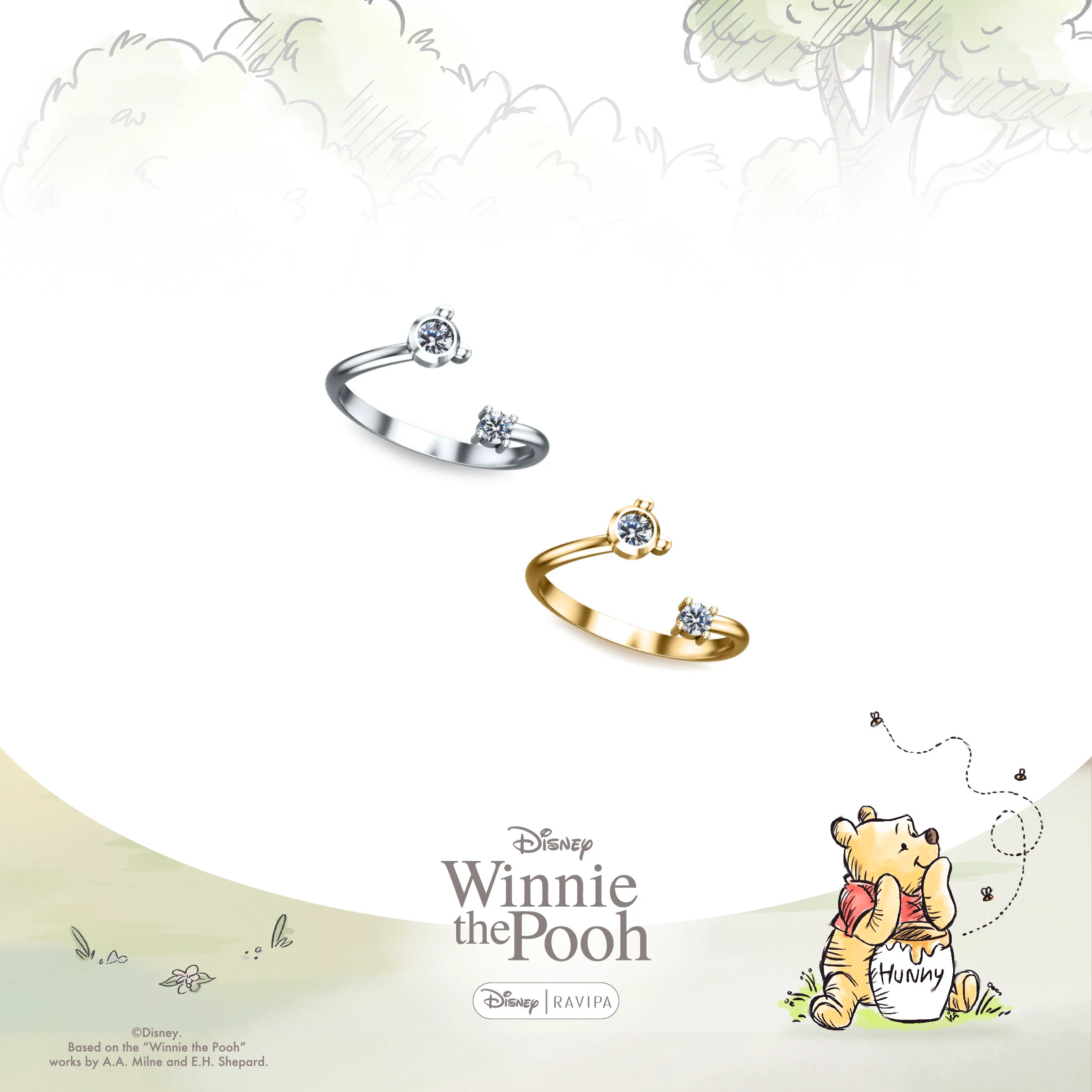 Winnie The Pooh Silver Diamond Ring - Image 3
