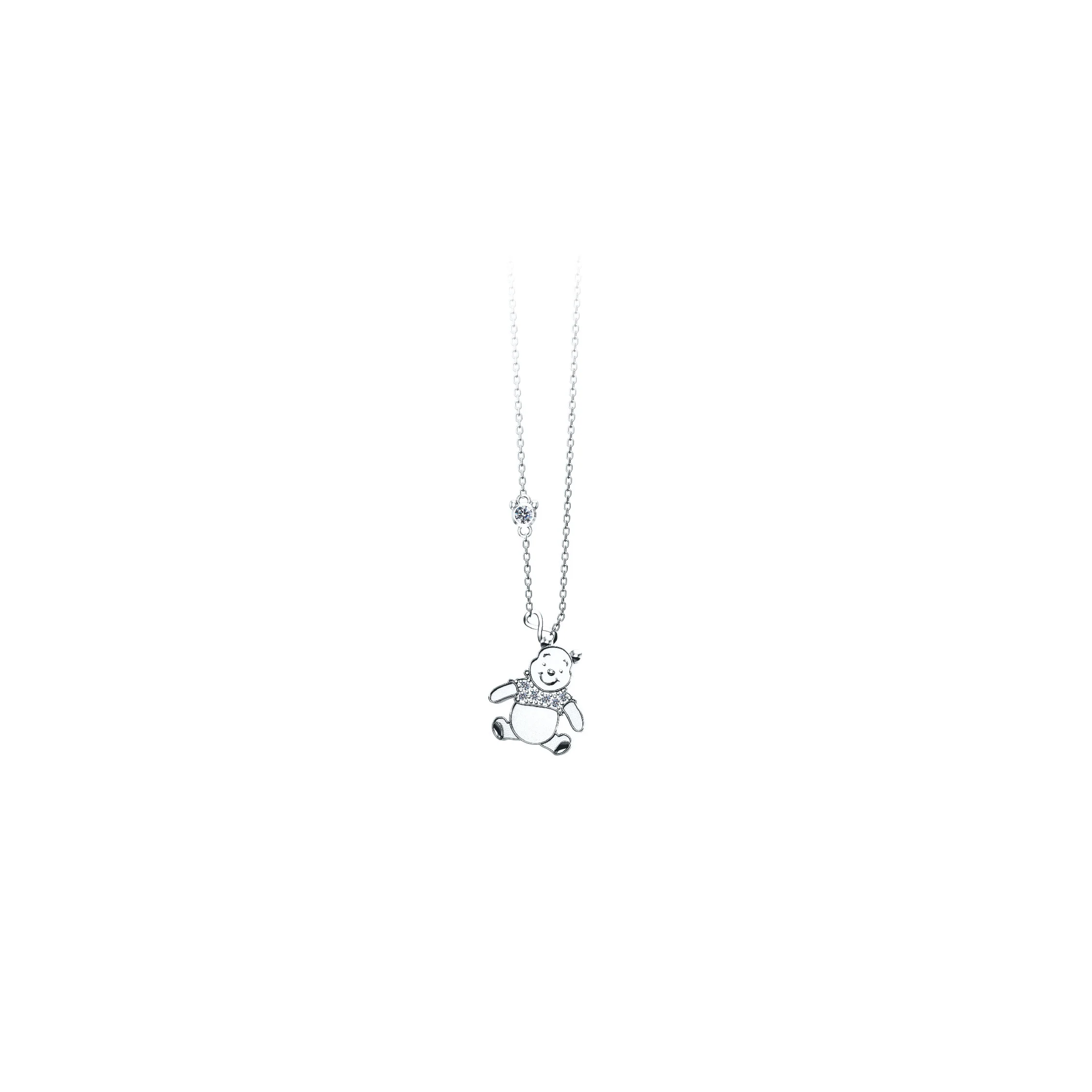 Winnie The Pooh Signature Silver Diamond Necklace