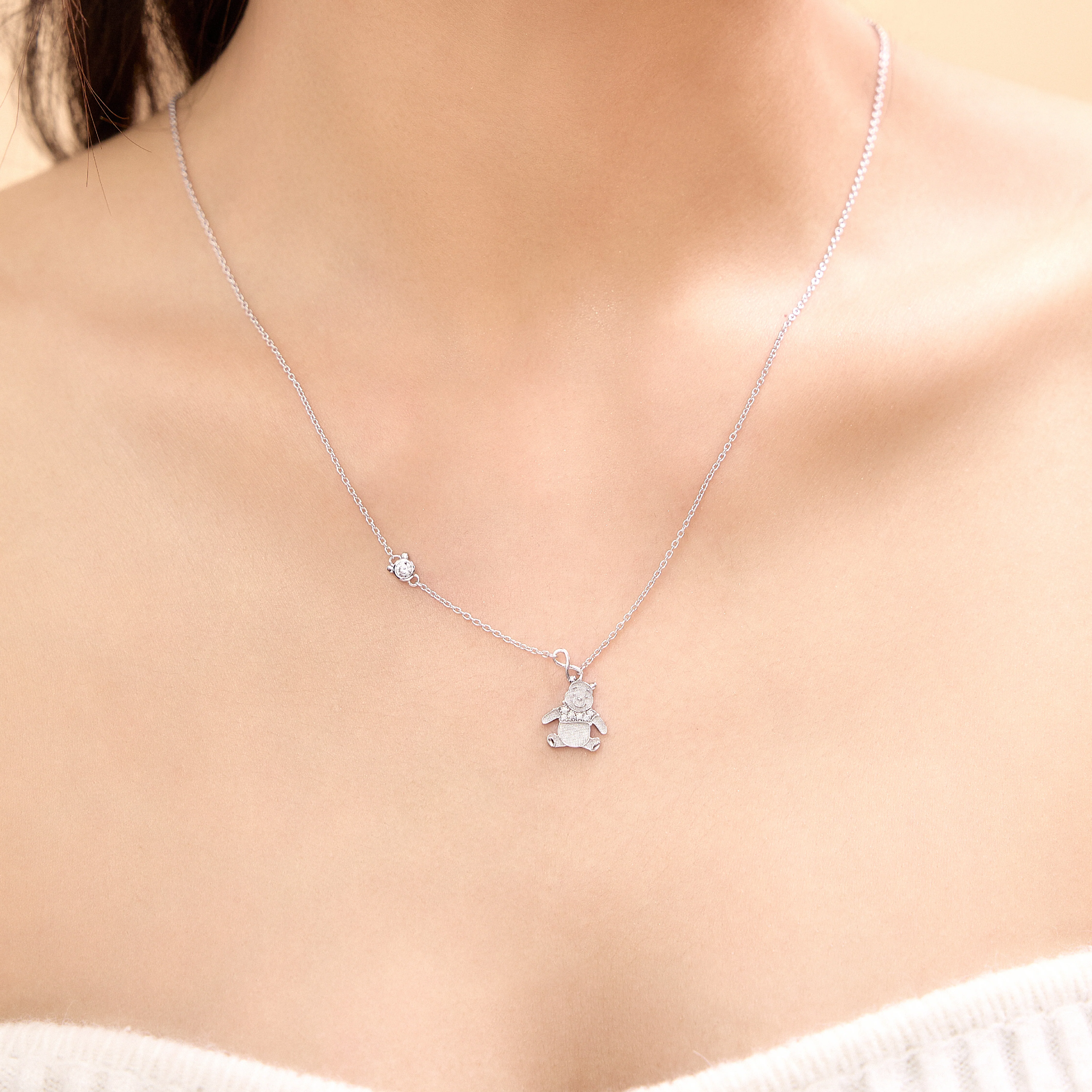 Winnie The Pooh Signature Silver Diamond Necklace - Image 6