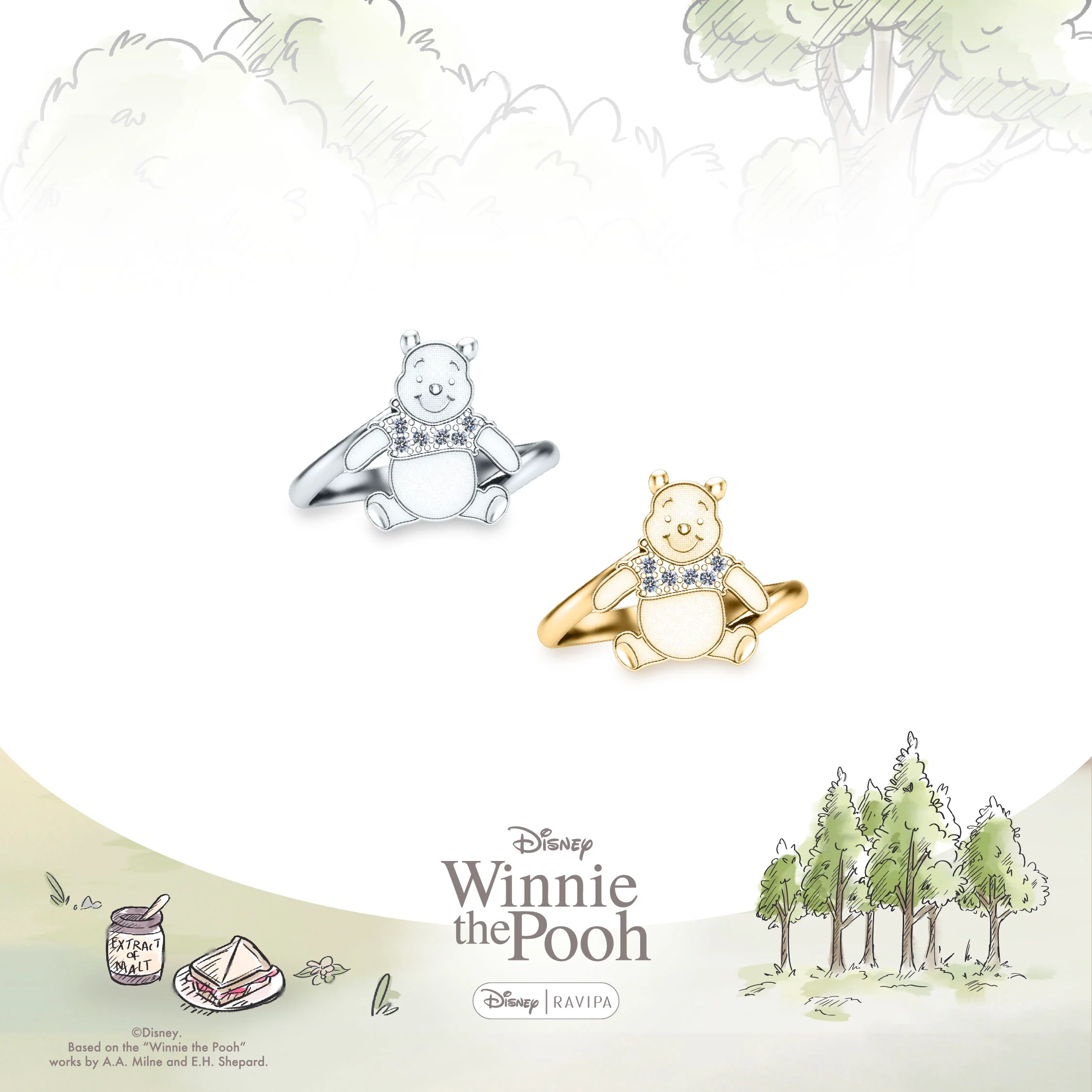 Winnie The Pooh Signature Silver Ring - Image 3