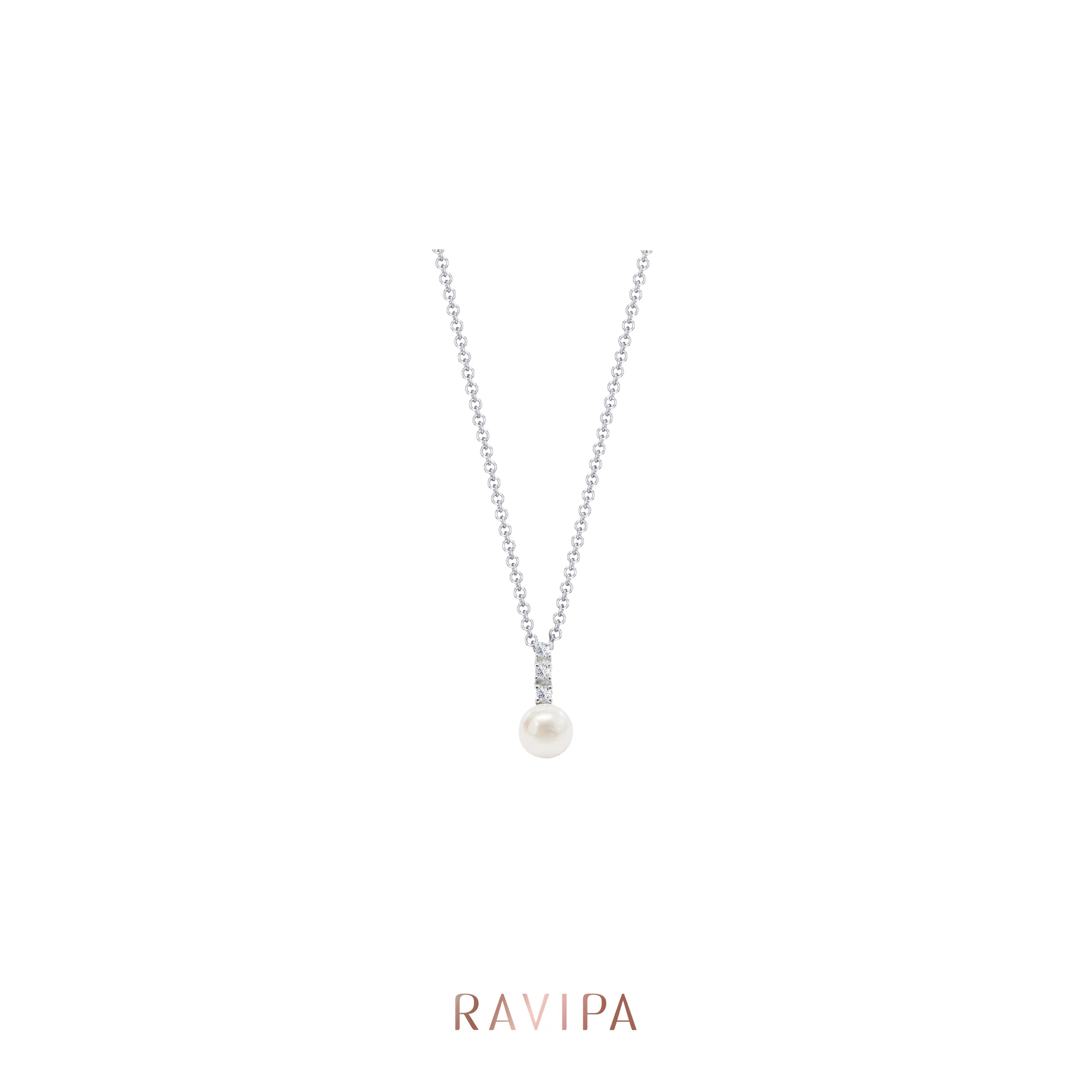 Skinny Tiny Diamond Pearl Necklace