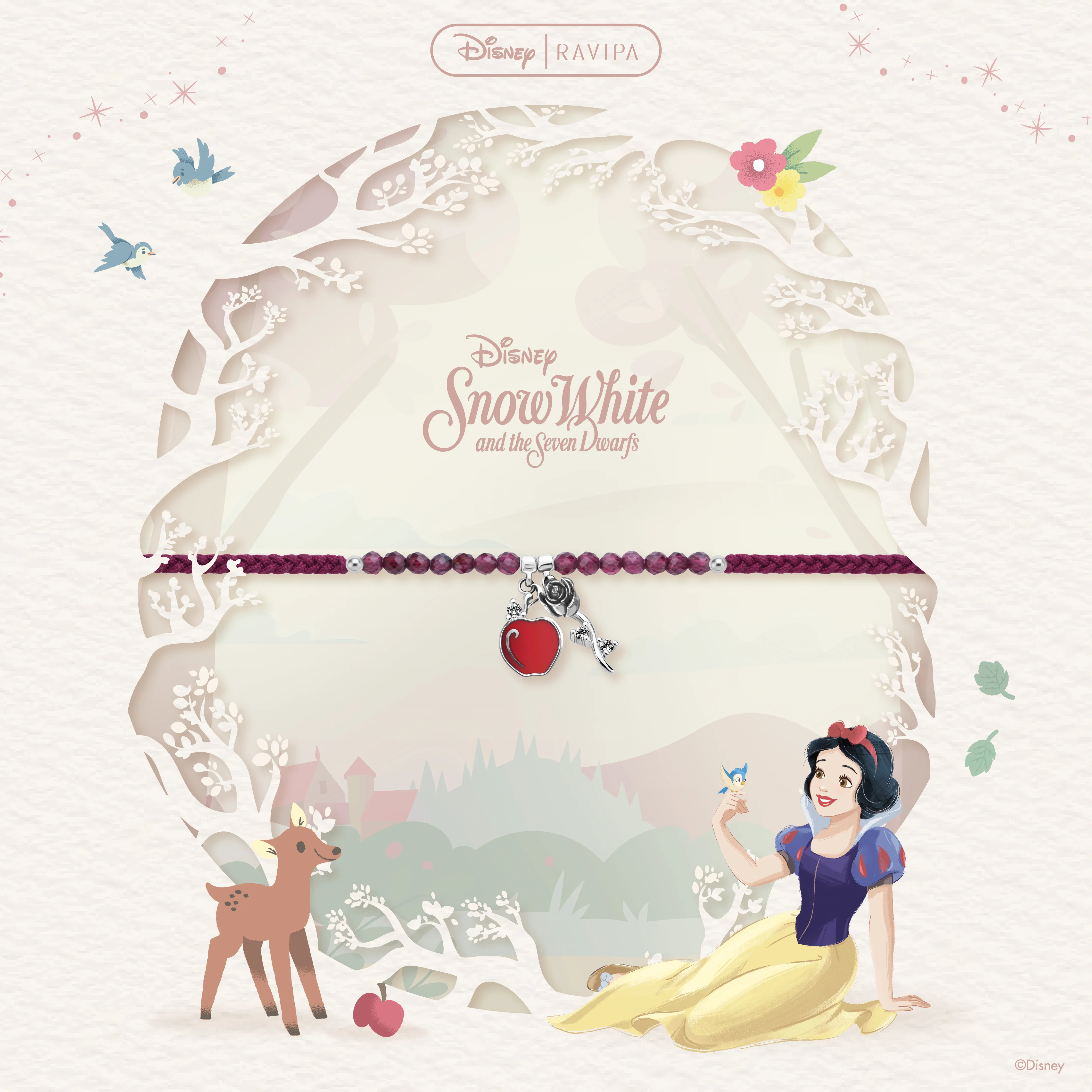 Snow White Red Apple & Rose Bracelet - Image 5