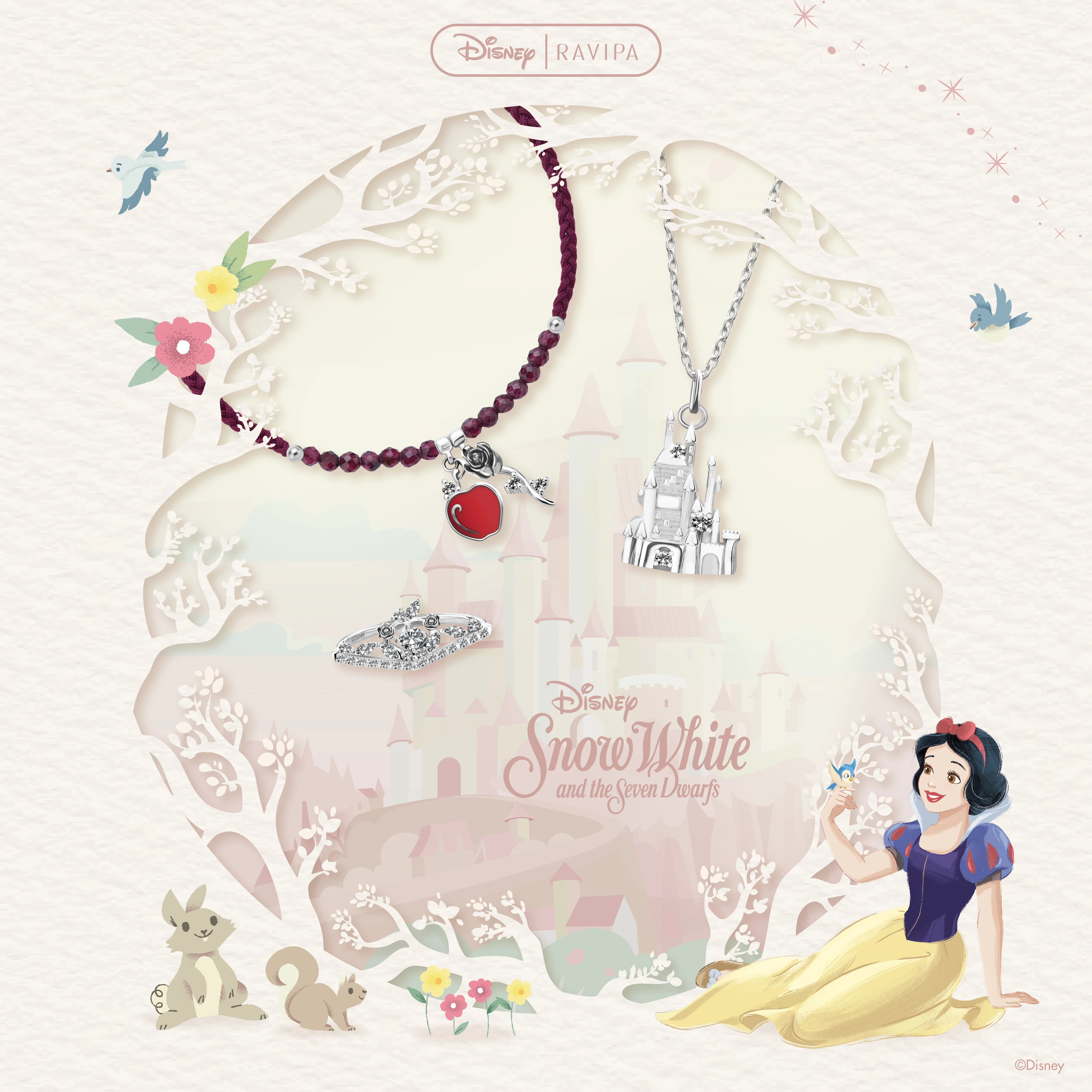 Snow White Red Apple & Rose Bracelet - Image 6