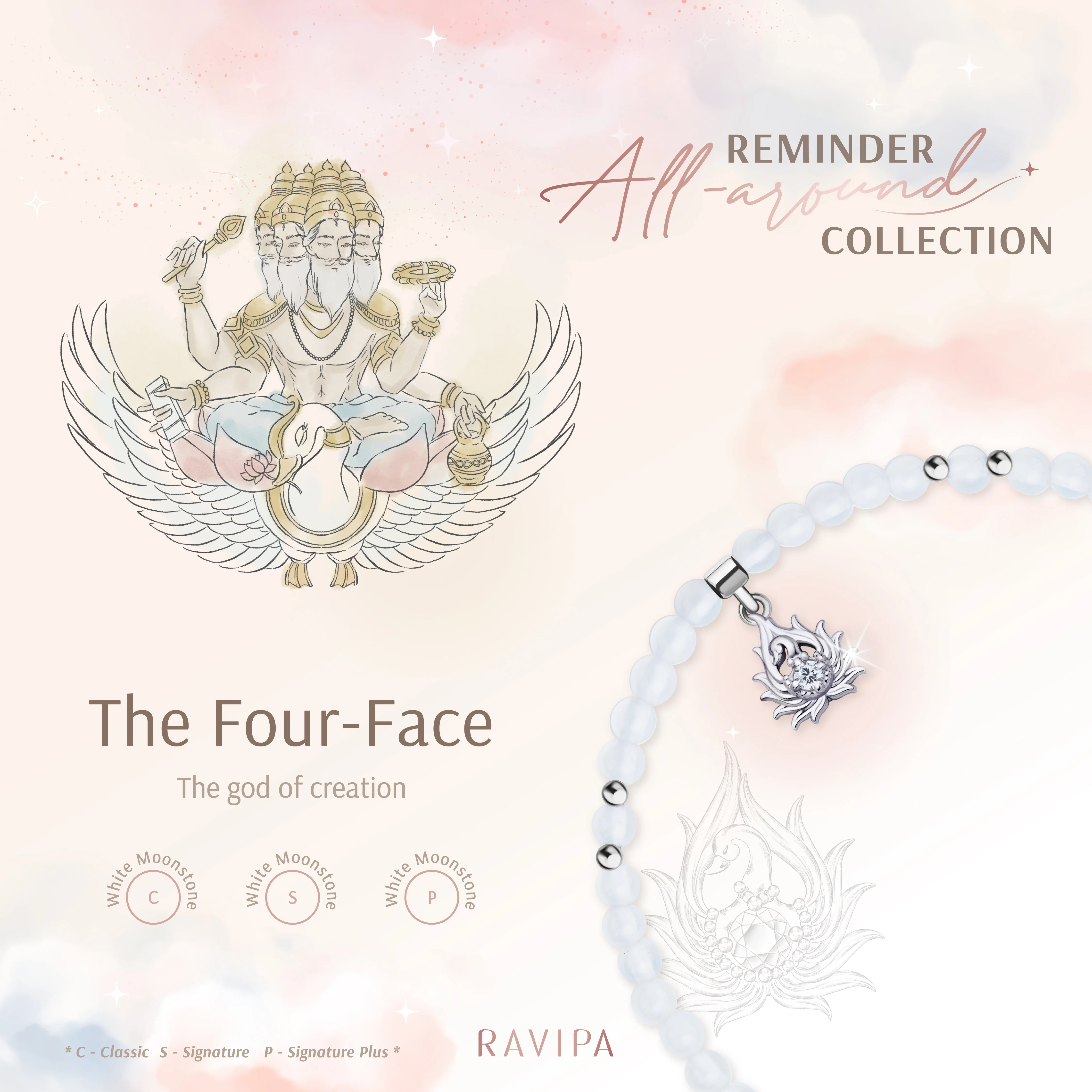 The Four Faces White Moonstone All-around Bracelet - Image 10