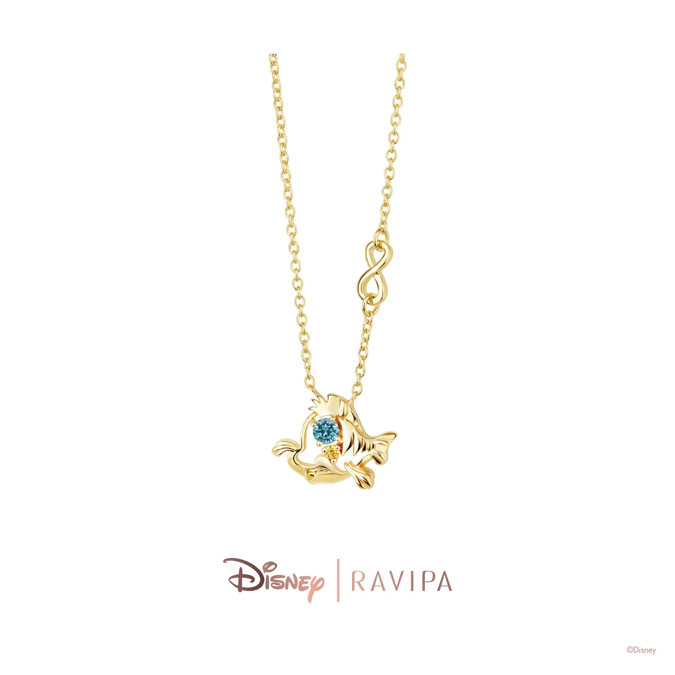 The Little Mermaid Flounder Gold Necklace - Image 2