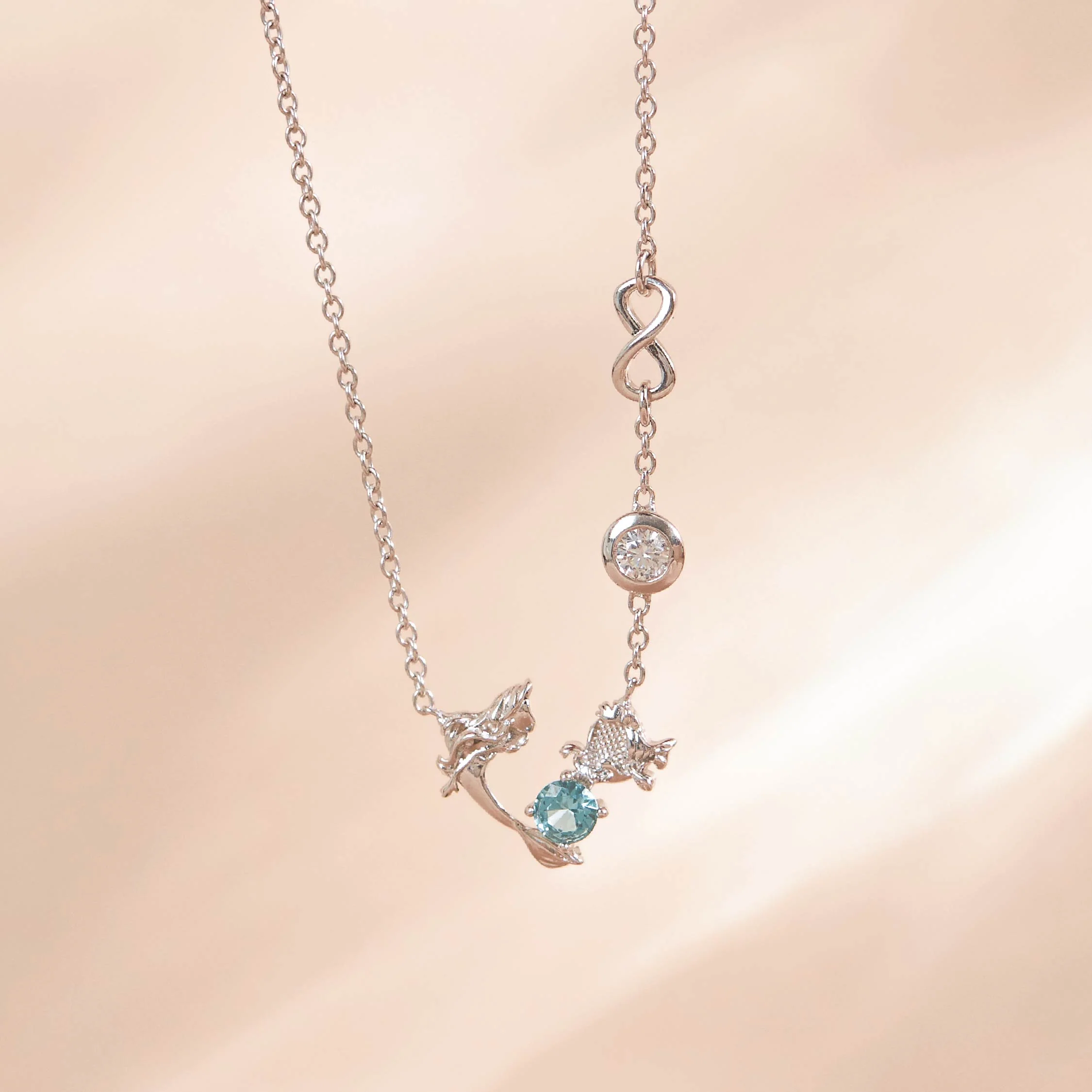 The Little Mermaid Ariel and Flounder Silver Necklace - Image 4