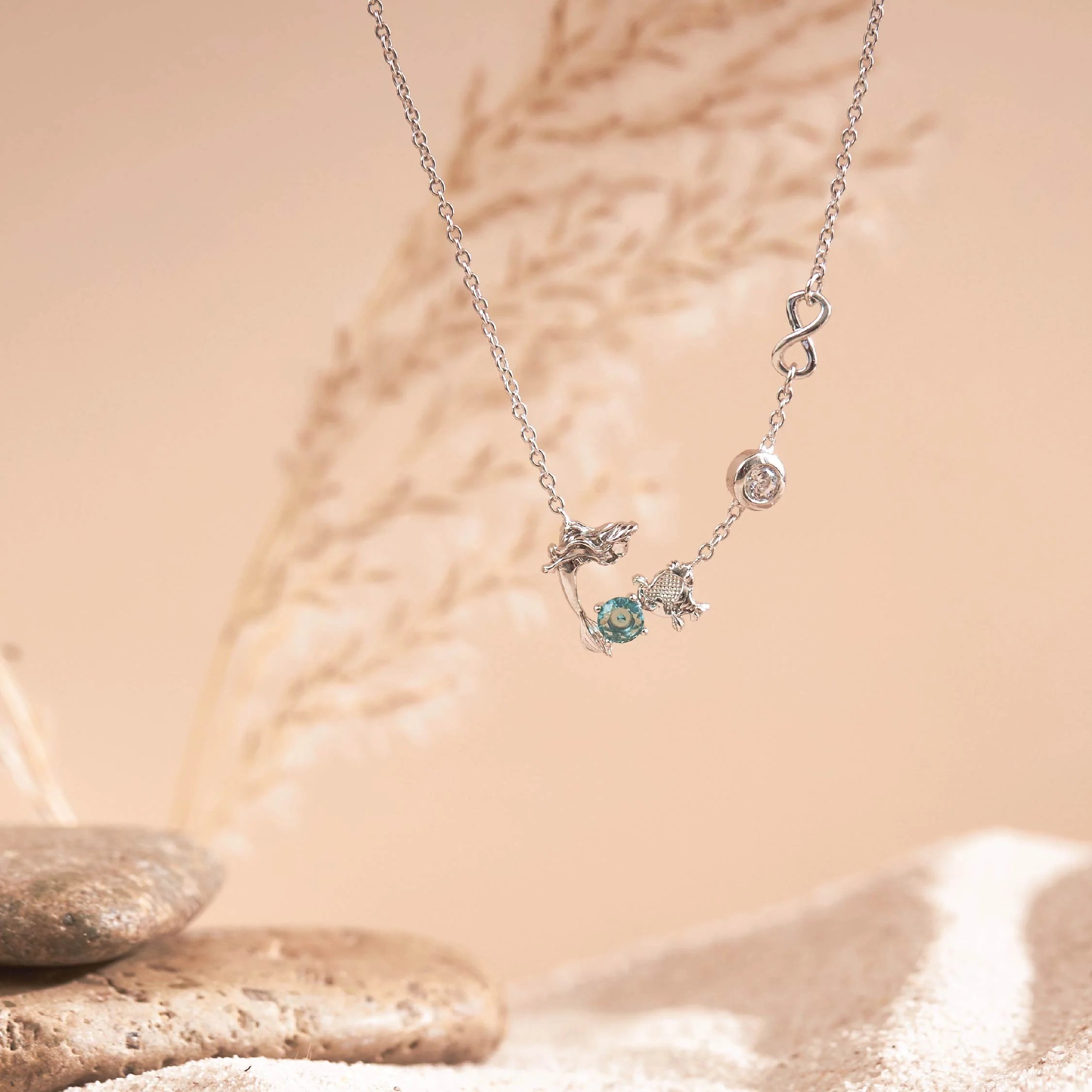 The Little Mermaid Ariel and Flounder Silver Necklace - Image 5