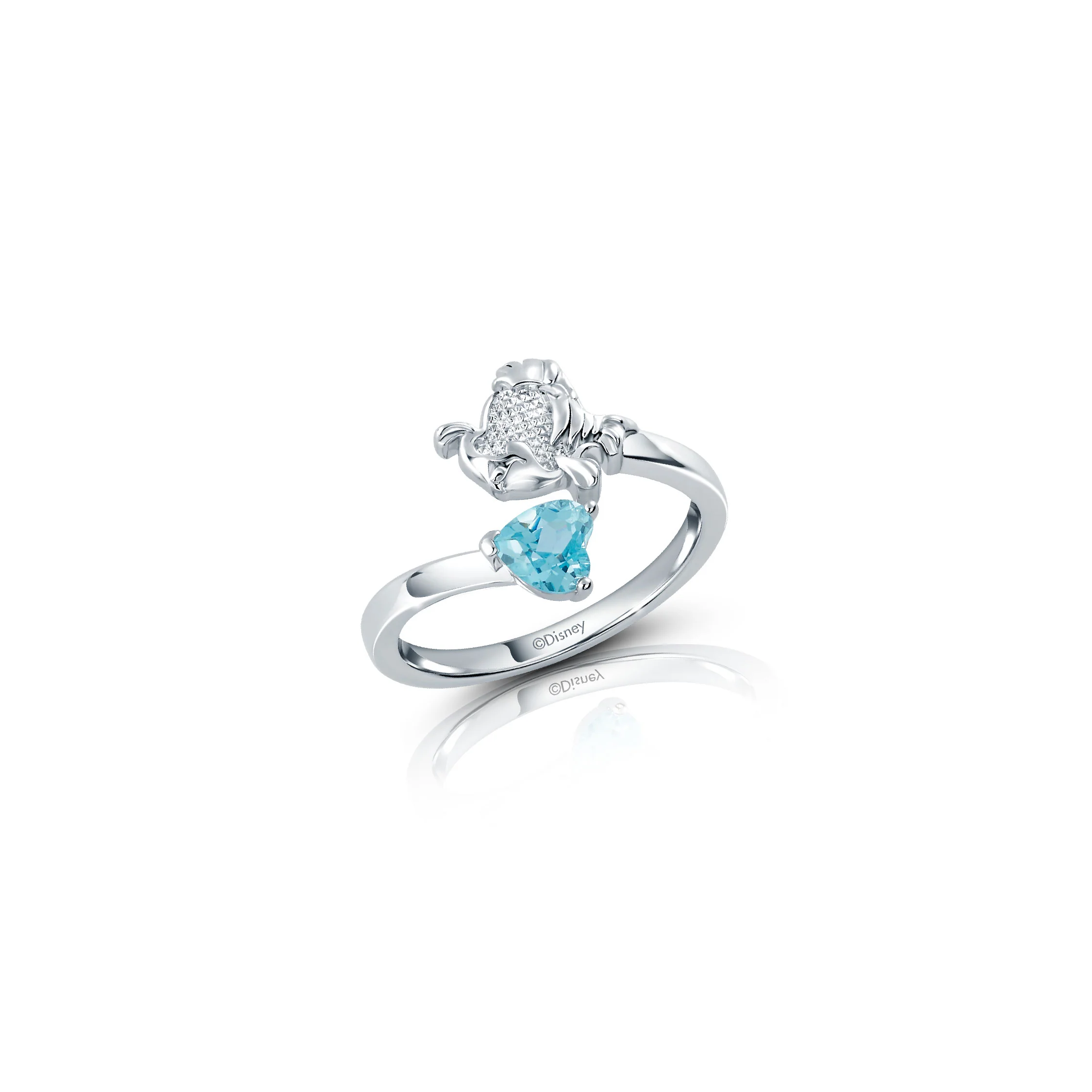 The Little Mermaid Flounder Silver Diamond Ring