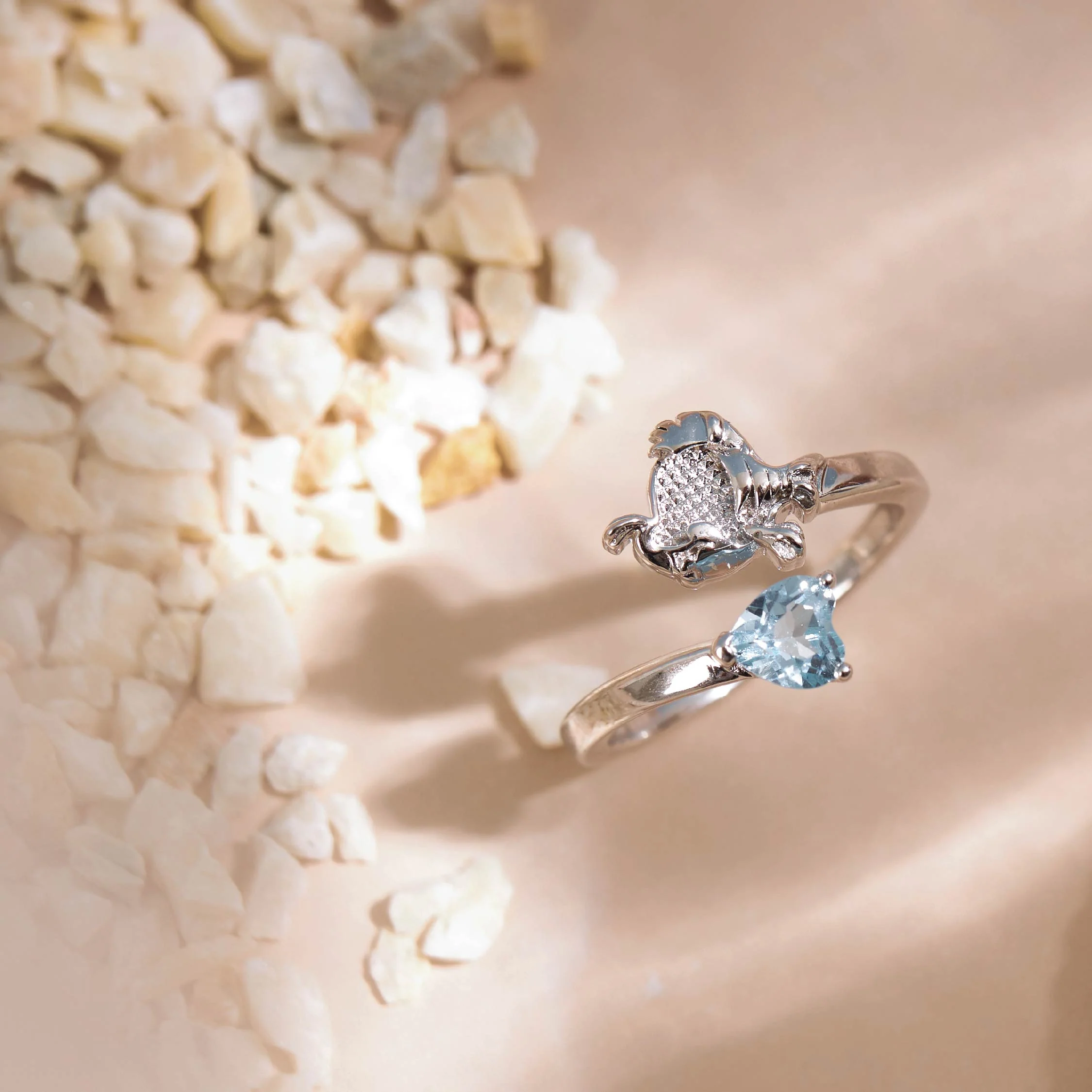 The Little Mermaid Flounder Silver Diamond Ring - Image 3